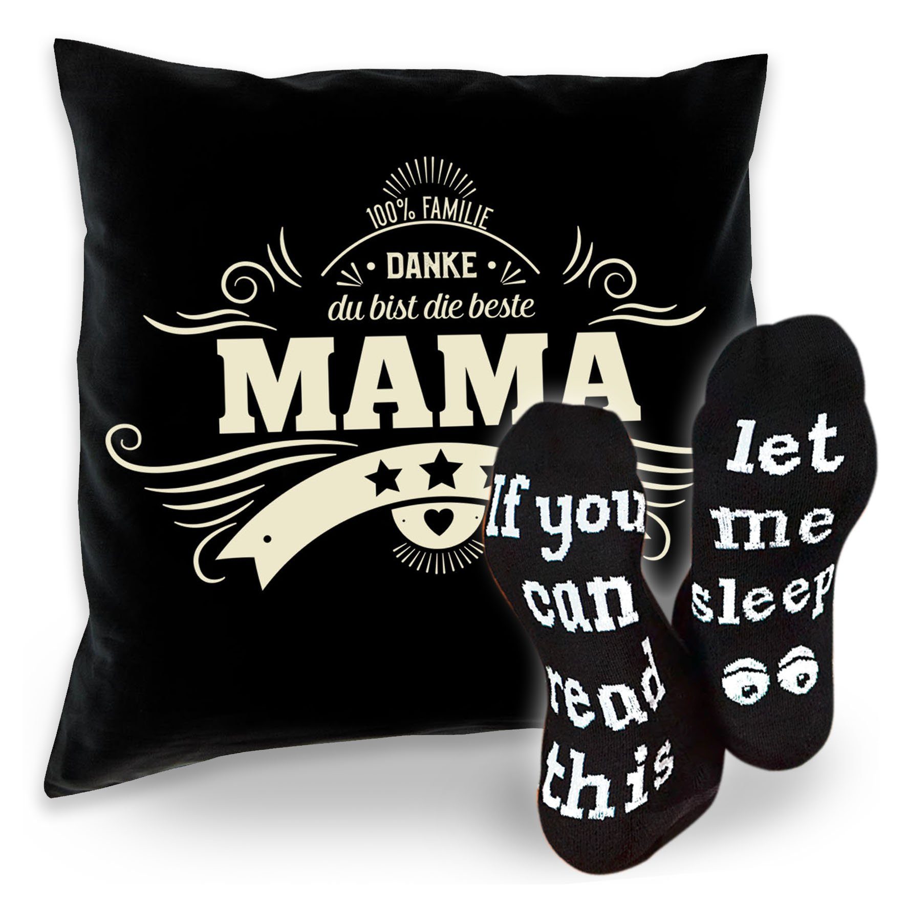Sleep, & Socken Soreso® Kissen Geschenke Dekokissen Sprüche Mama Mütter Geschenkidee für Danke schwarz