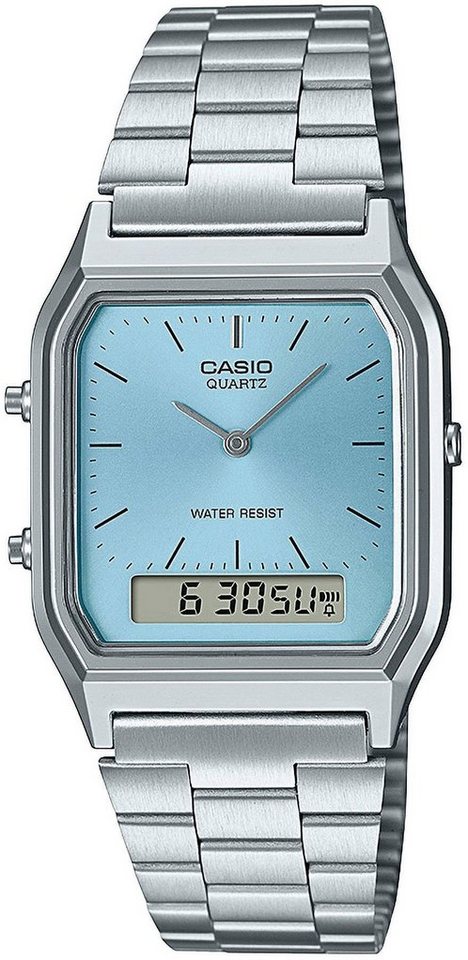 CASIO VINTAGE Chronograph AQ-230A-2A1MQYES, Quarzuhr, Armbanduhr, Damenuhr, Herrenuhr, Digitaluhr,Edelstahlarmband