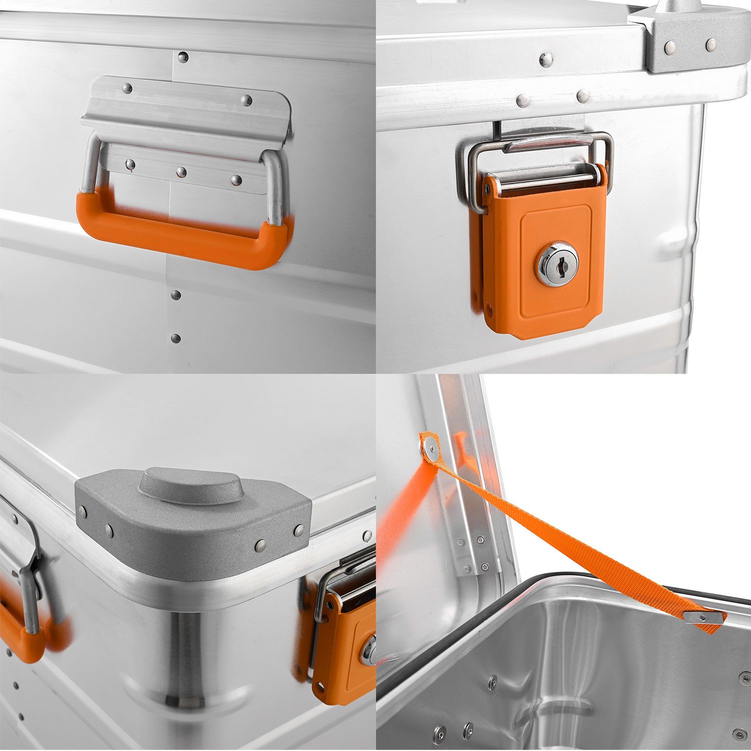 ALUBOX Kiste Aufbewahrungsbox Metallkiste mit Deckel, umlaufende Gummidichtung - mit Zylinderschlössern ausgestattet