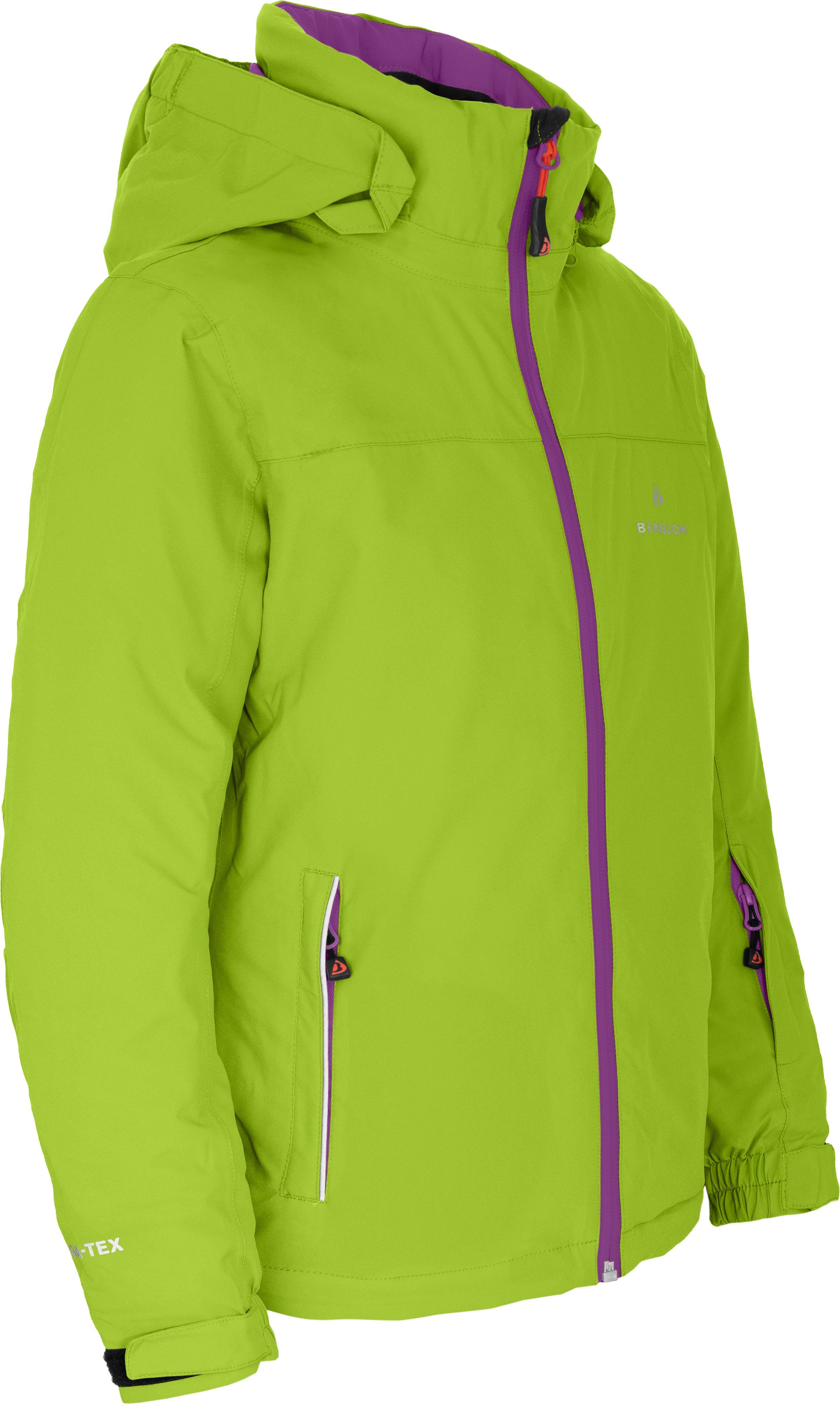 Bergson Winterjacke LURA Kinder Skijacke, wattiert, 20000 mm Wassersäule, Normalgrößen, lime g