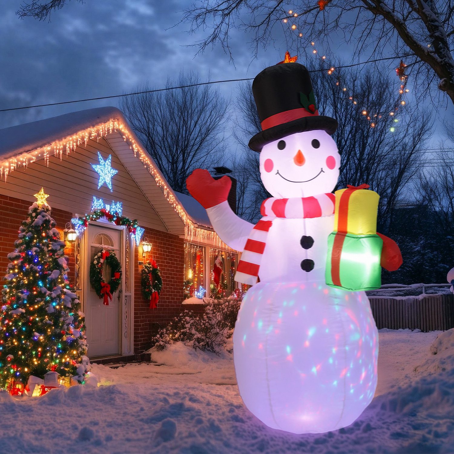 oyajia Weihnachtsfigur 1,5 m, mit LED-Beleuchtung, Selbstaufblasende Weihna günstig online kaufen