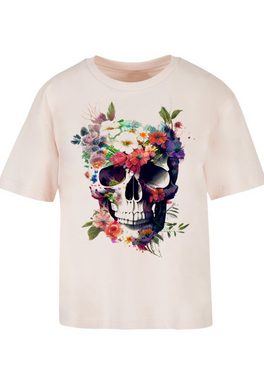 F4NT4STIC T-Shirt Totenkopf Blumen Print