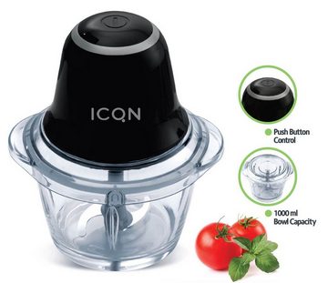 ICQN blender chopper-IQFP201101-black, 600 W, universal chopper with 1L glass container, electric multi-chopper