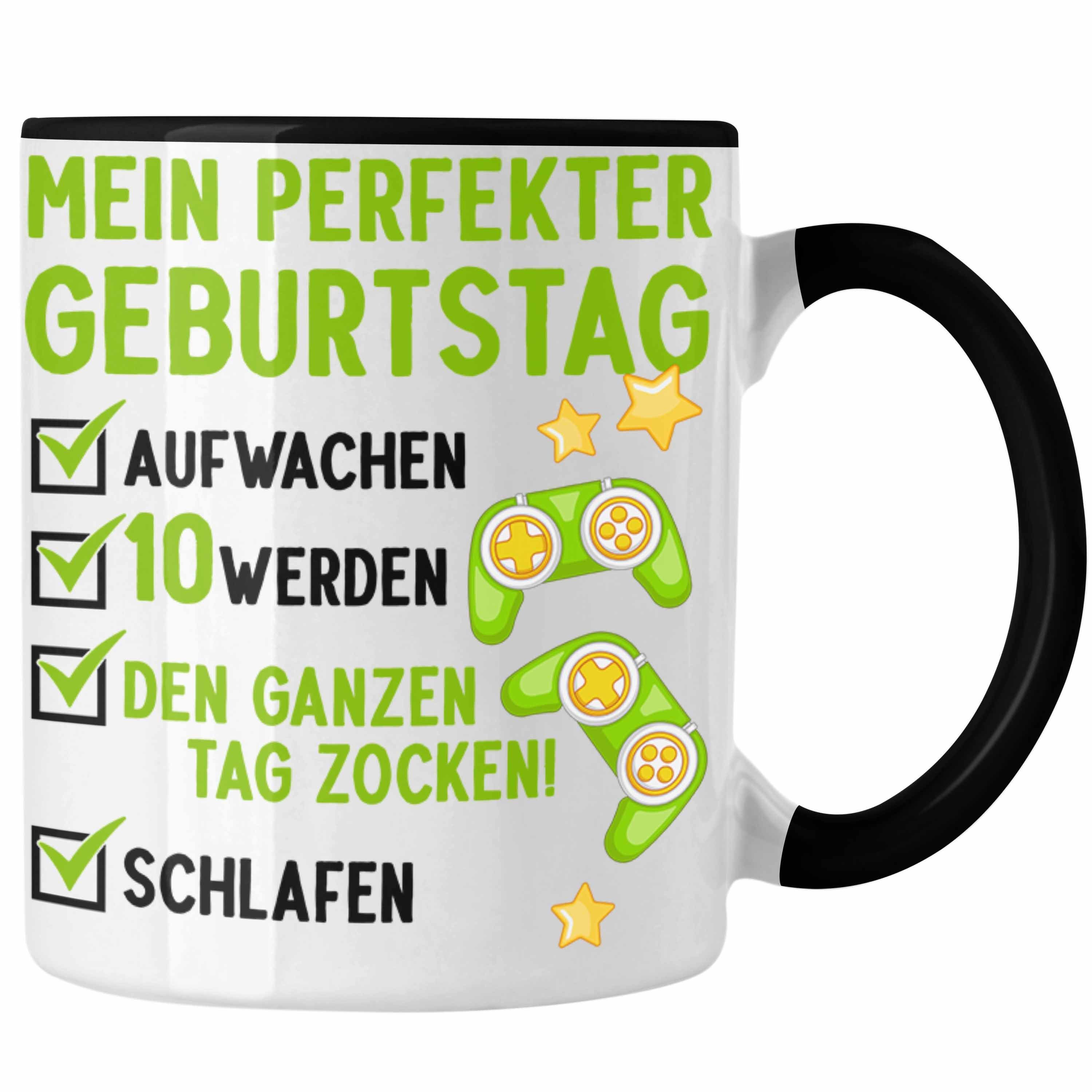 Trendation Tasse Trendation - 10 Geburtstag Junge Jungen Geschenke Tasse 10er Geburtstagsgeschenk Gamer 10 Jahre schwarz