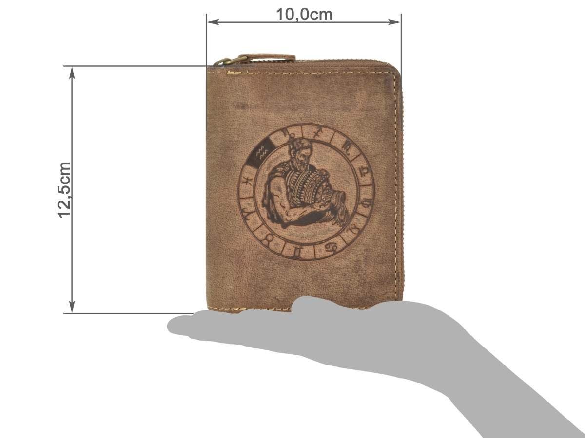 Greenburry Geldbörse Vintage Sternzeichen (oA), Reißverschlussbörse, Portemonnaie, Sternzeichen Wassermann
