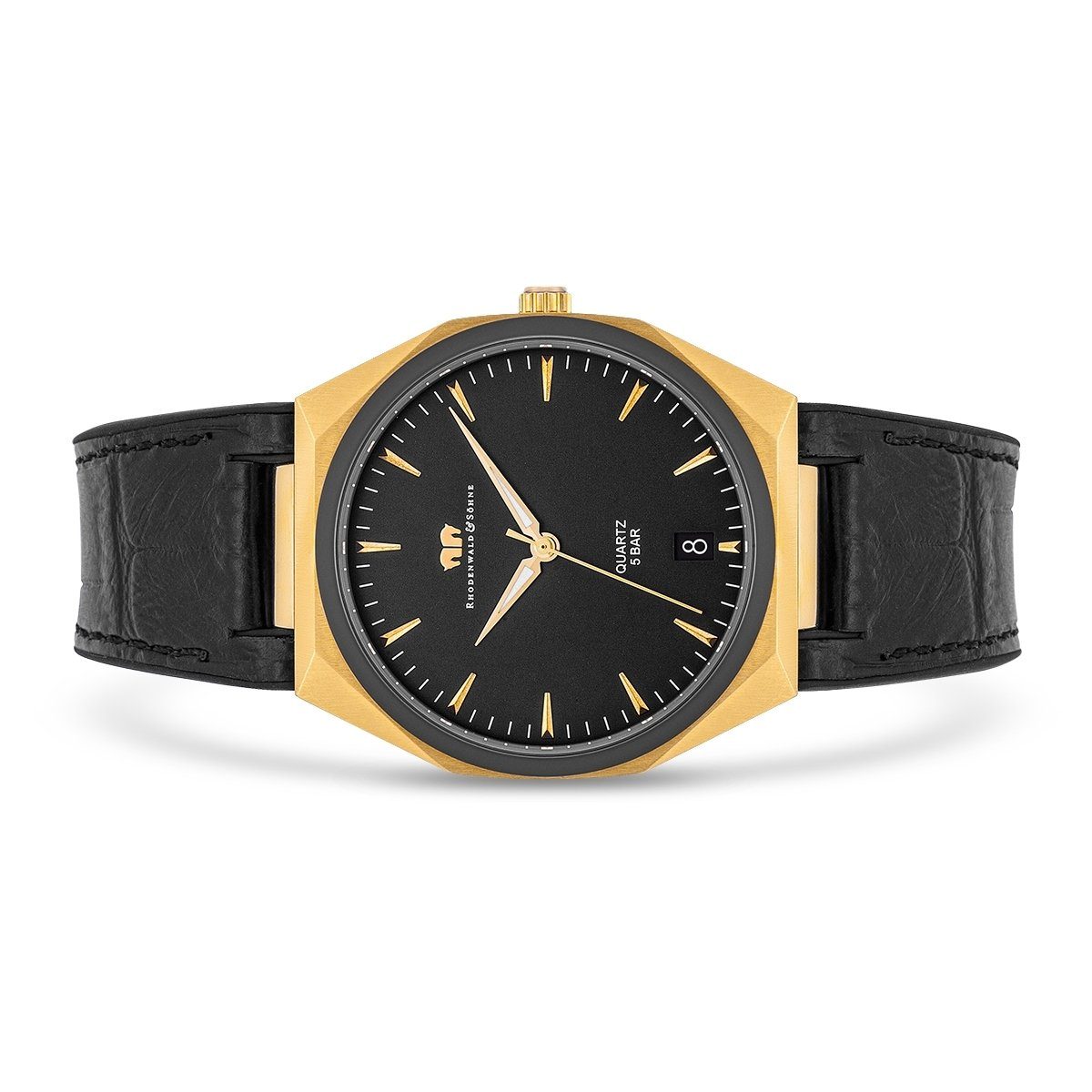 Rhodenwald & Söhne Quarzuhr Cooledge schwarz, mit Echtleder-Armband günstig online kaufen