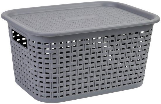 axentia Aufbewahrungskorb »Korb aus Kunststoff, klein«, mit Deckel