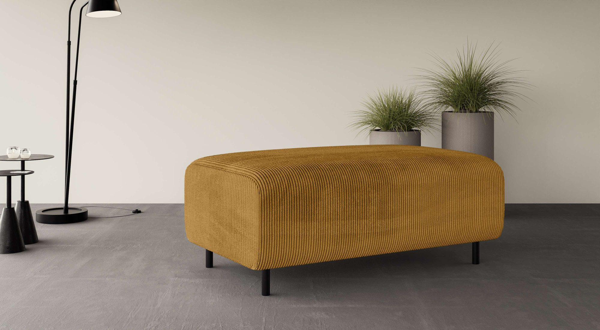 Home affaire Polsterhocker ARROS groß mit Wellenunterfederung, Maße B/T/H: 120/70/46 cm, passend zur Serie, in hochwertiger Verarbeitung