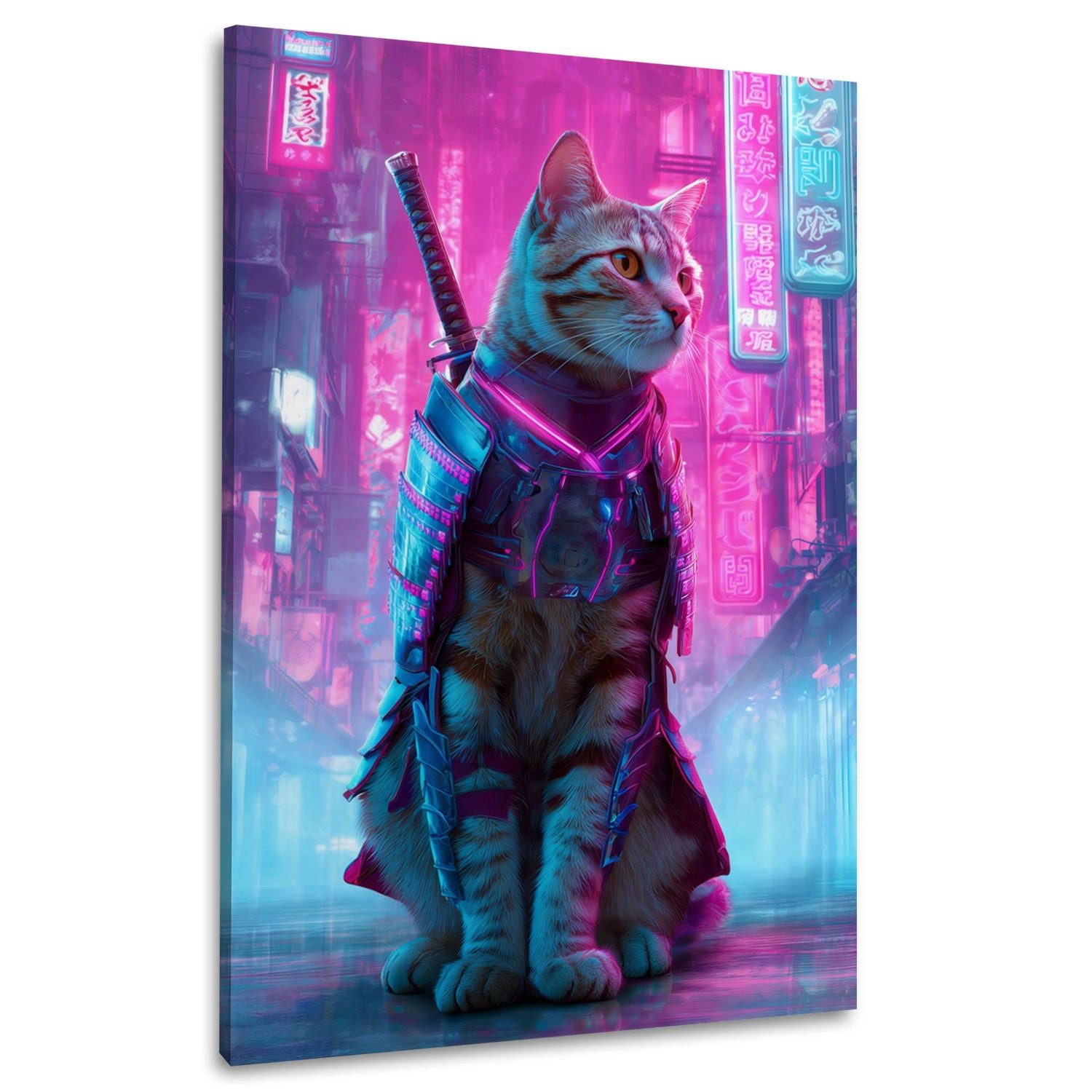 Artedinoi Leinwandbild Samurai Katze futuristische Rüstung Wandbild Leinwandbild Kunstdruck X, Samurai-Katze in Rüstung