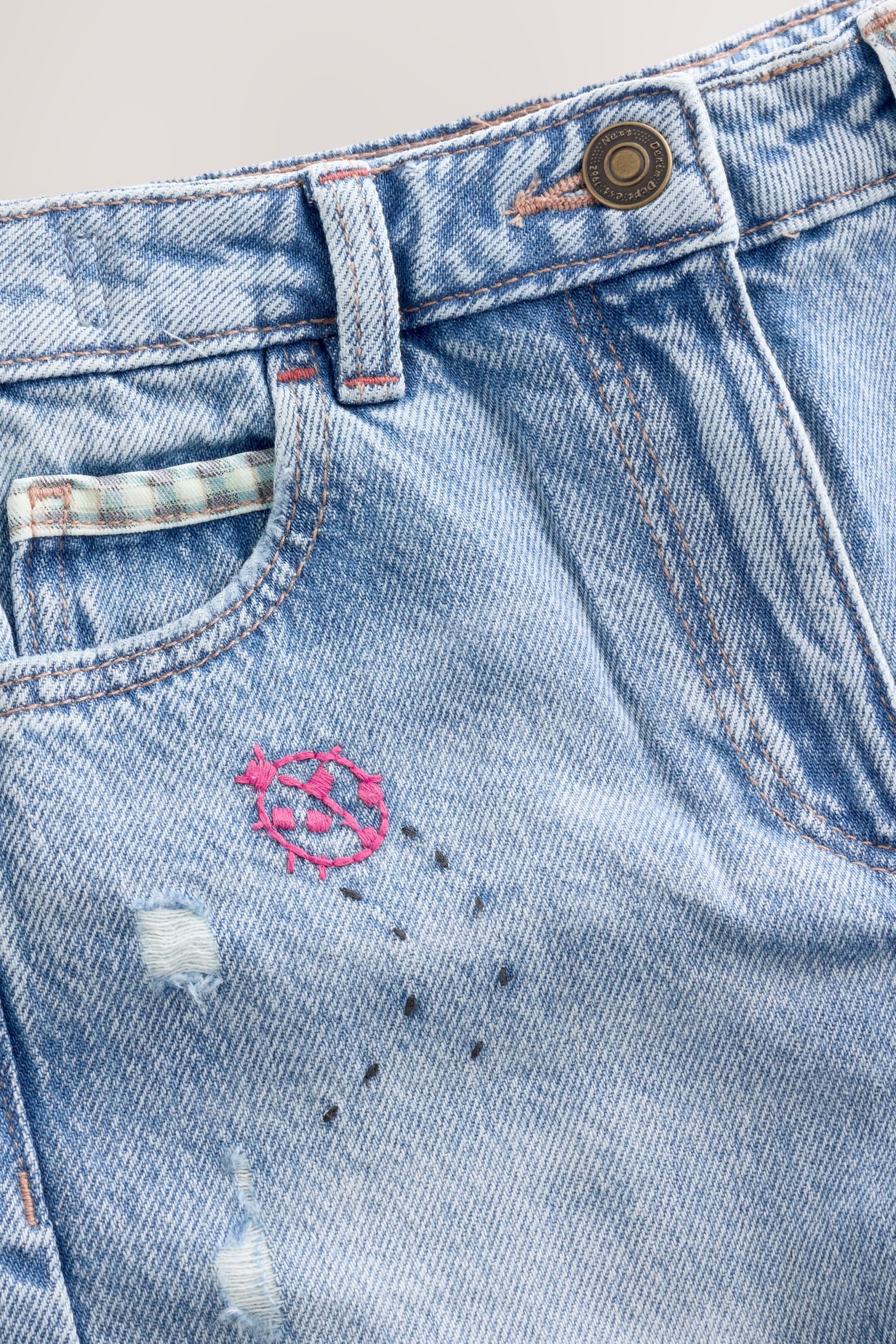 Next Weite Jeans Bestickter Jeans mit weitem Bein (1-tlg) – Bild 5 von 5