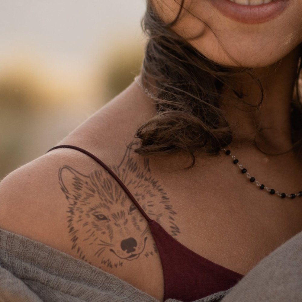 FOREVER NEVER Schmuck-Tattoo Wolf