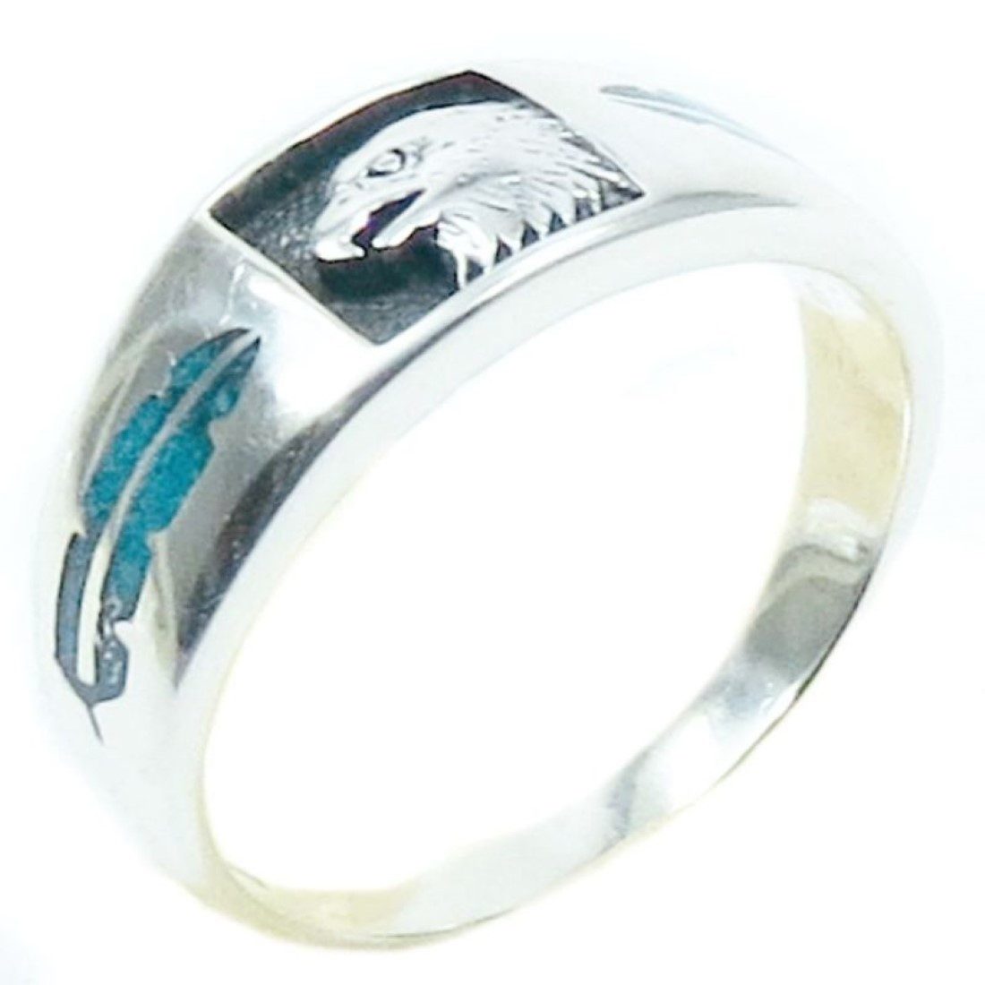 Native Dreams Fingerring Bandring Adler und Federn, 925 Sterling Silber Navajo Handarbeit – Bild 2 von 3