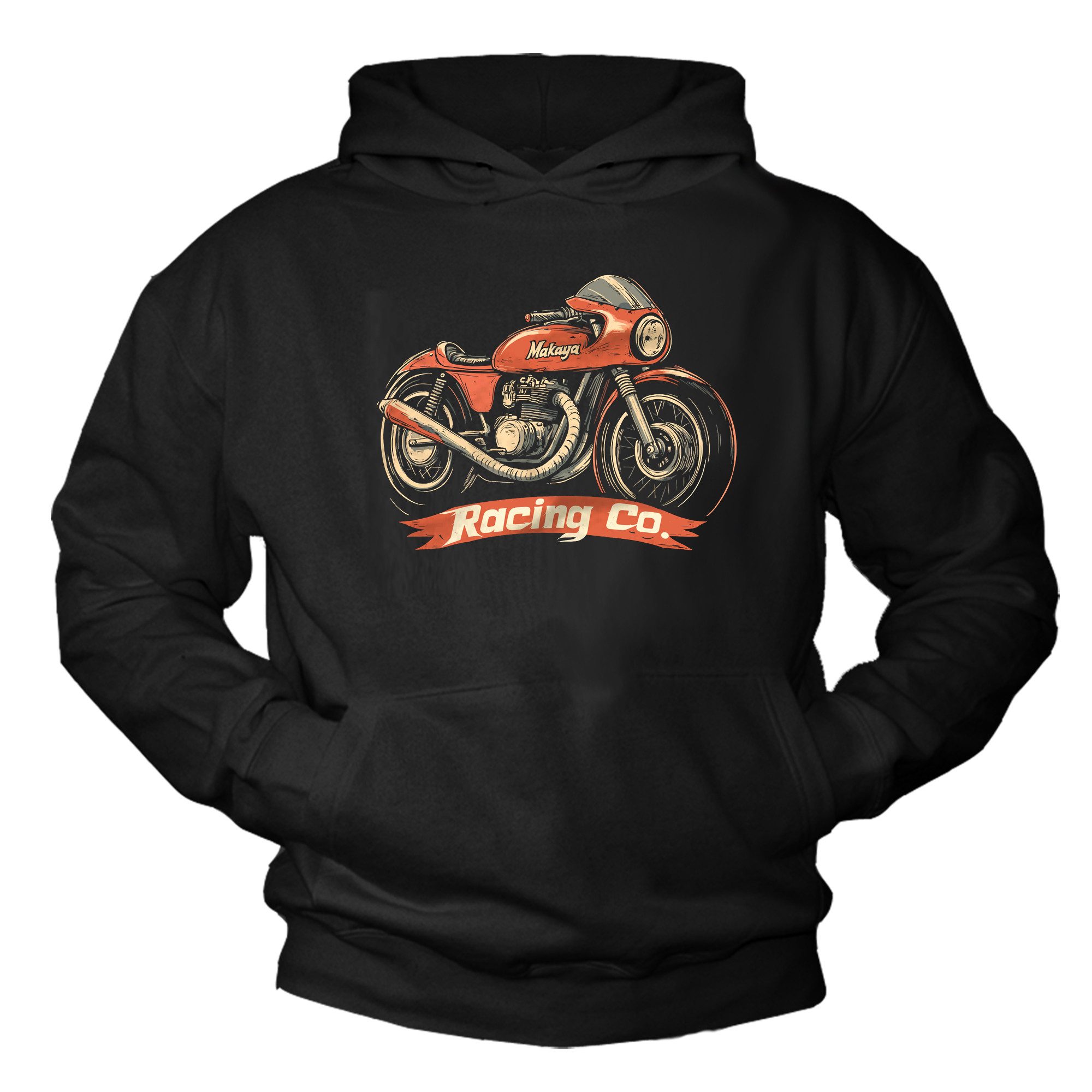 MAKAYA Kapuzenpullover Motorrad Hoodie für Herren – Geschenk für Motorradfahrer (Schwarz, S, M, L, XL, XXL, XXXL, XXXXL) Baumwolle