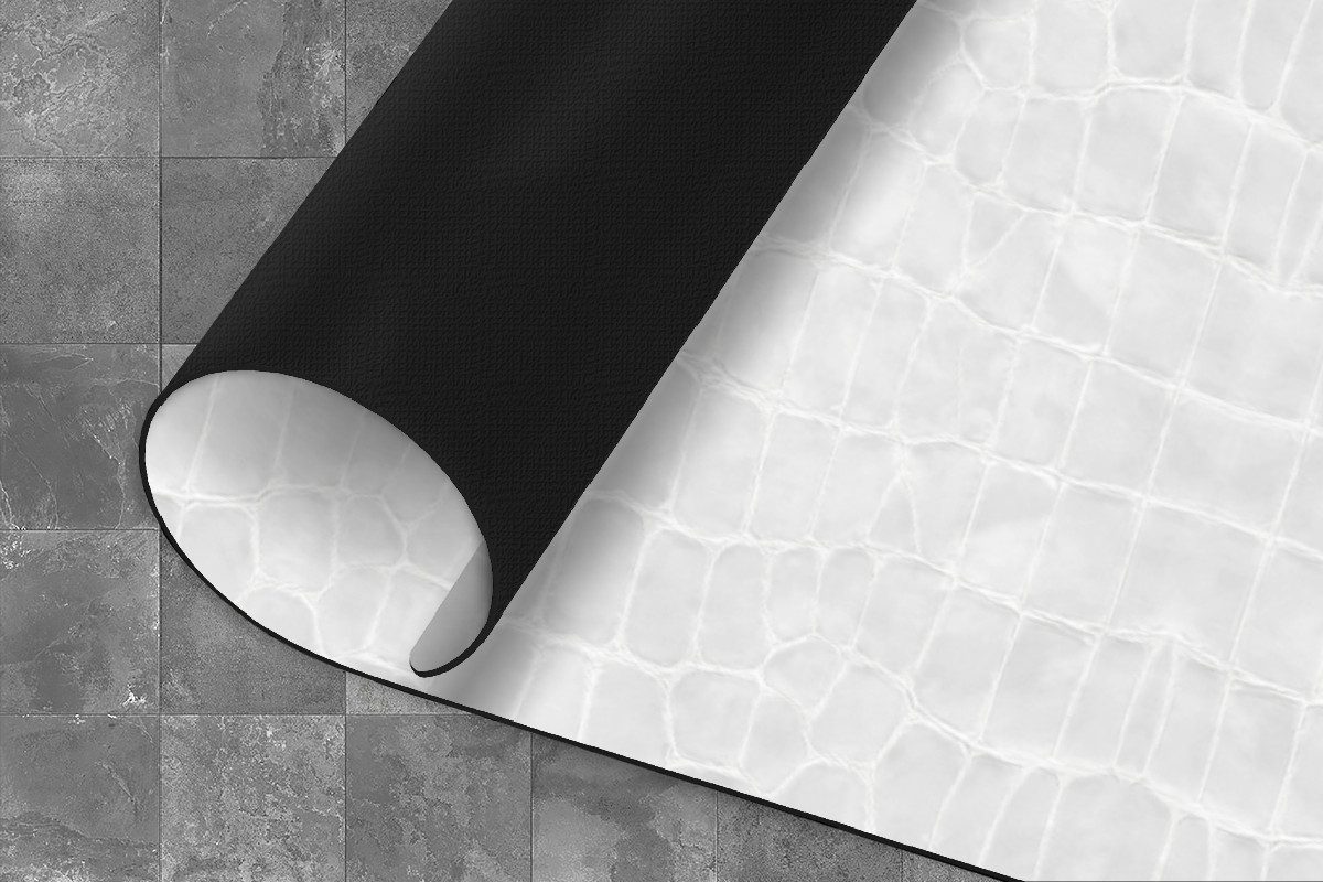 MuchoWow Küchenläufer Krokodil - Leder - Weiß, aus Kunststoff, Küchenteppich, Läufer für Küche, Rutschfest, Küchendeko, 120x50 cm