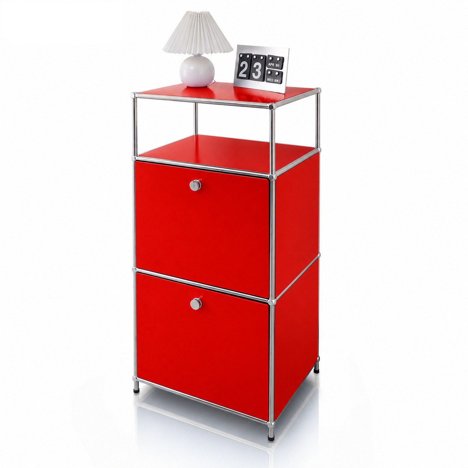 Floordirekt Mehrzweckregal Concept Epure MK-120, B50 × T40 × H100 cm, verschließbar Fächer, modular, Aufbewahrungsregal mit verchromtem Metallgestell, Design Regal
