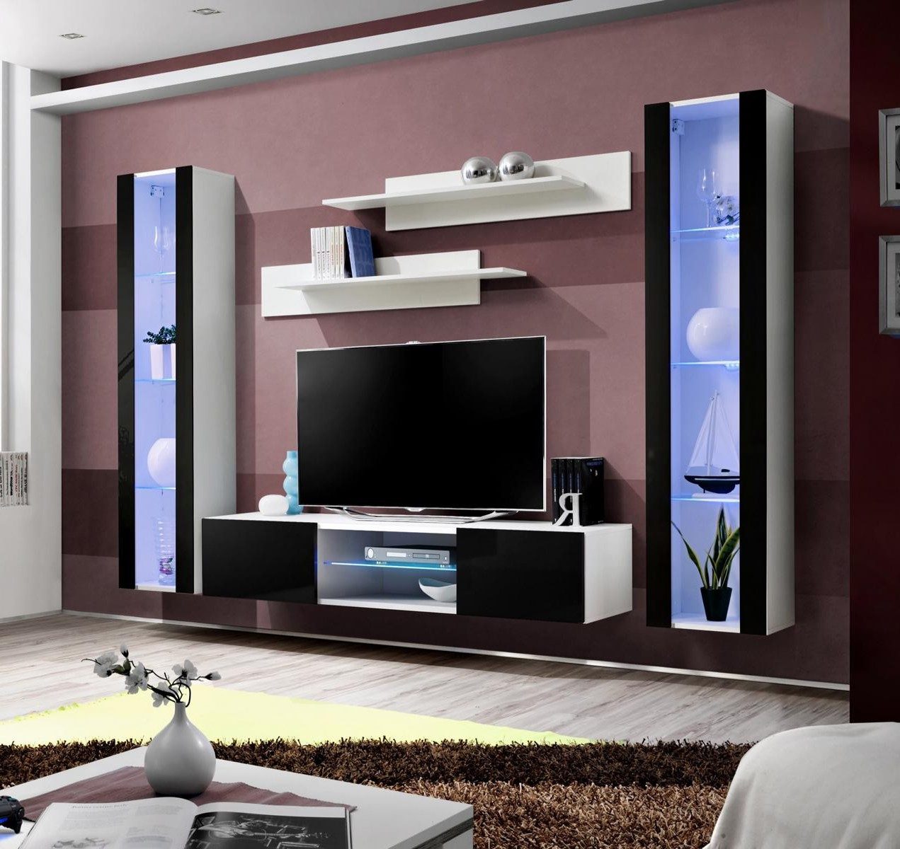 Xlmoebel Wohnwand Luxuriöses 5-teiliges Wohnzimmer Set mit Vitrinen und TV-Ständer, (5-St), Made in Europa