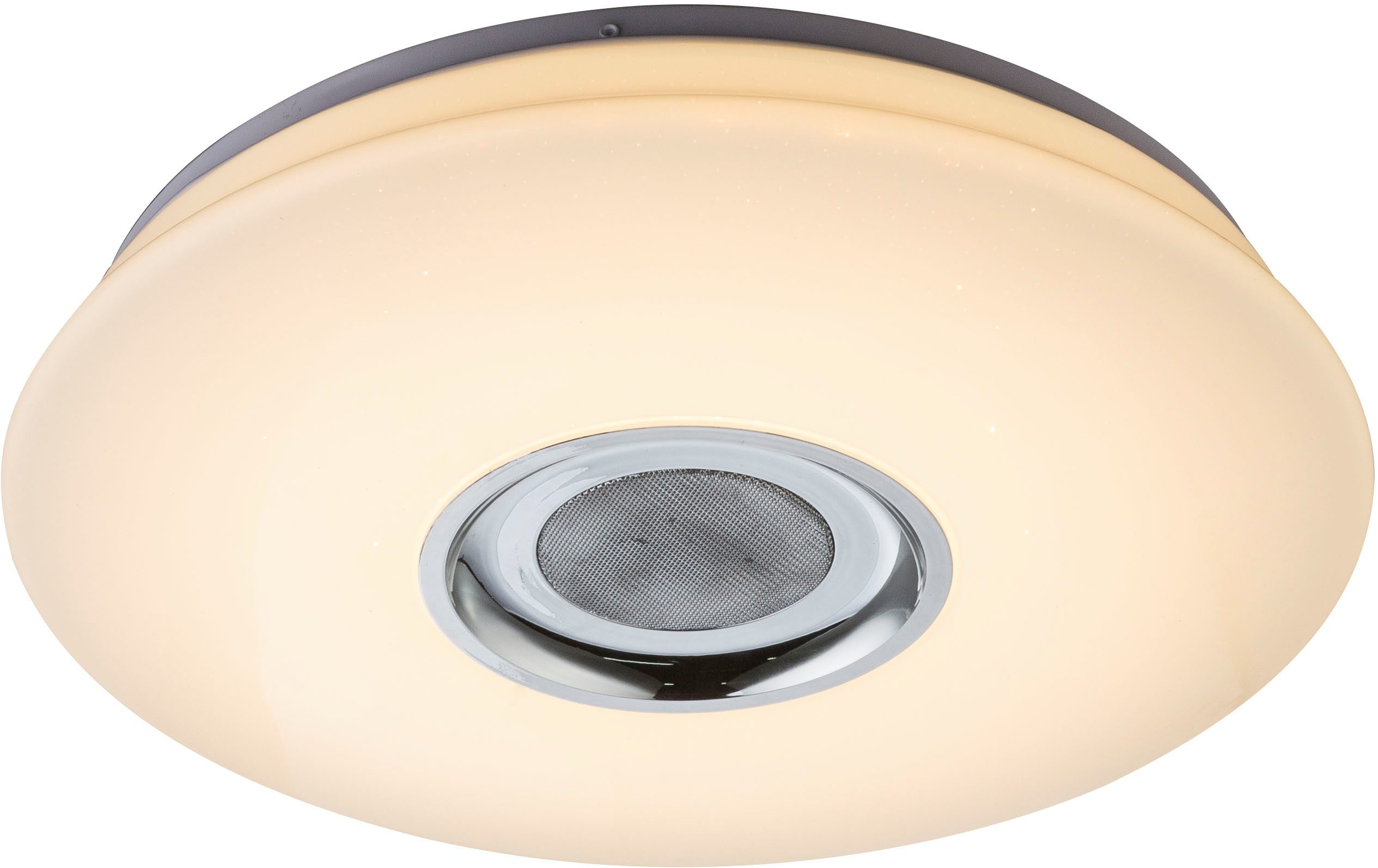 GLOBO LIGHTING Deckenleuchte NICOLE, LED fest integriert, Deckenleuchte Weiß, Opal sparkle, RGB, Bluetooth, LED 18W