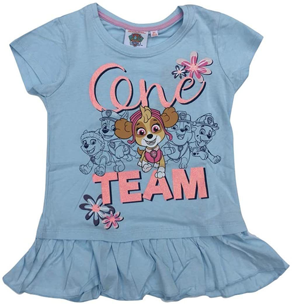 PAW PATROL T-Shirt PAW PATROL Mädchen T-Shirt Rosa, hellblau hellgrau Gr.98 104 110 116 128 Kinder 2 3 4 5 6 7 8 9 10 Jahre