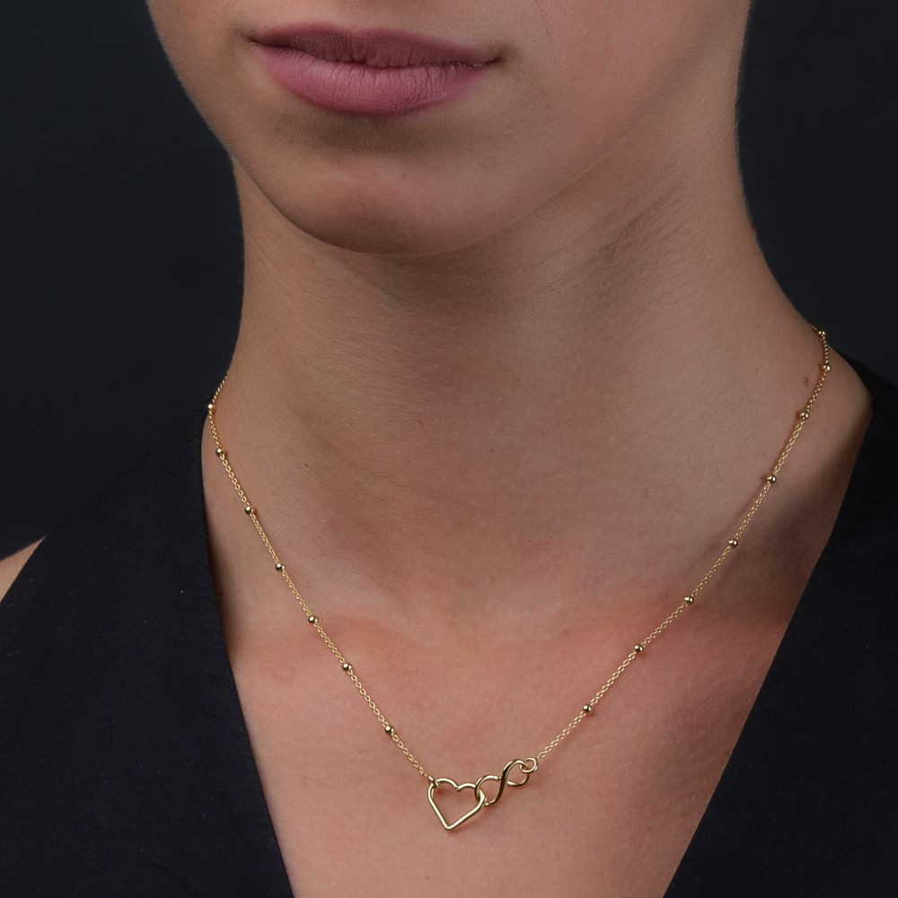 Miore Herzkette SIL006N - Halskette mit Infinity Herzanhänger - vergoldet 18 Karat, Silberkette mit 46 cm Länge - Made in Italy – Bild 4 von 5