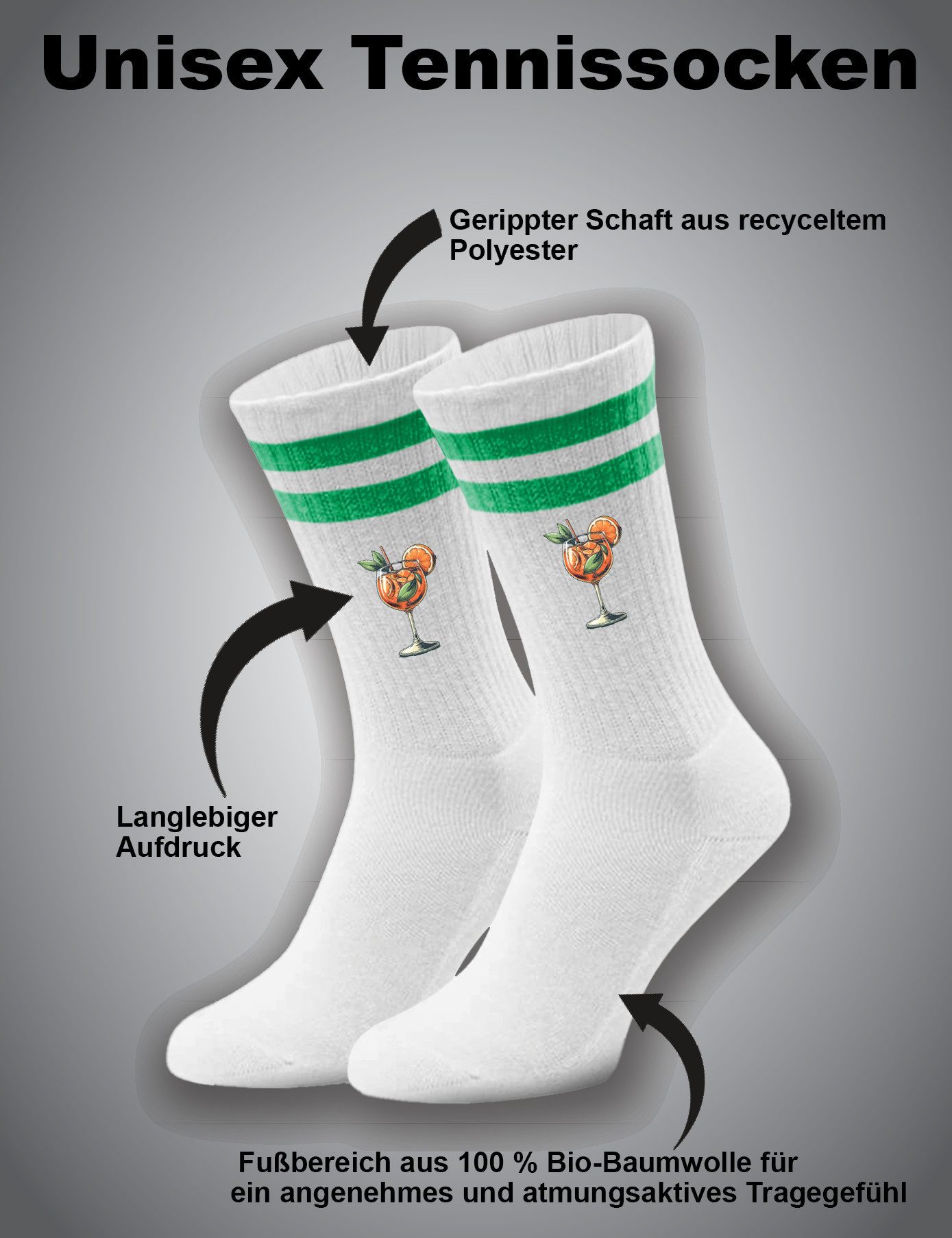 Youth Designz Tennissocken Herren "Aperol Glas" Socken Geschenk Statement stylisch mit verstärkter Verse und Zehenbereich für Männer