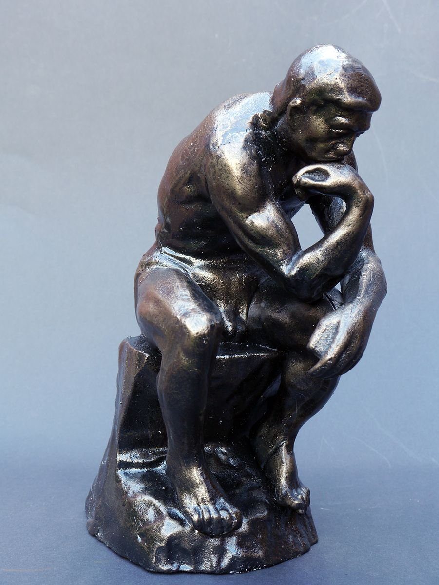 Rodin der aus Skulptur Gusseisen AFG Figur Auguste Denker nach Dekofigur
