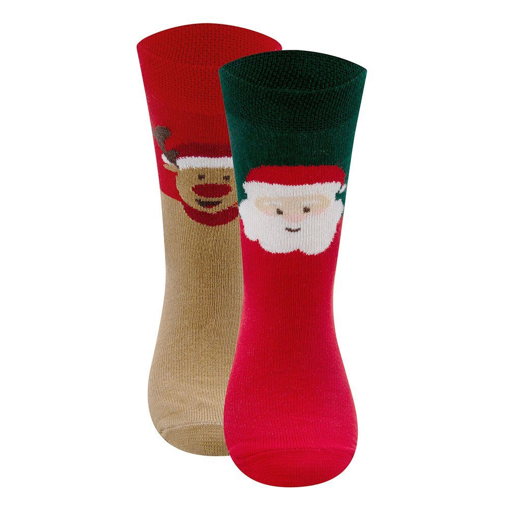 Ewers Socken Socken Weihnachtsmann/Rentier (2-Paar)