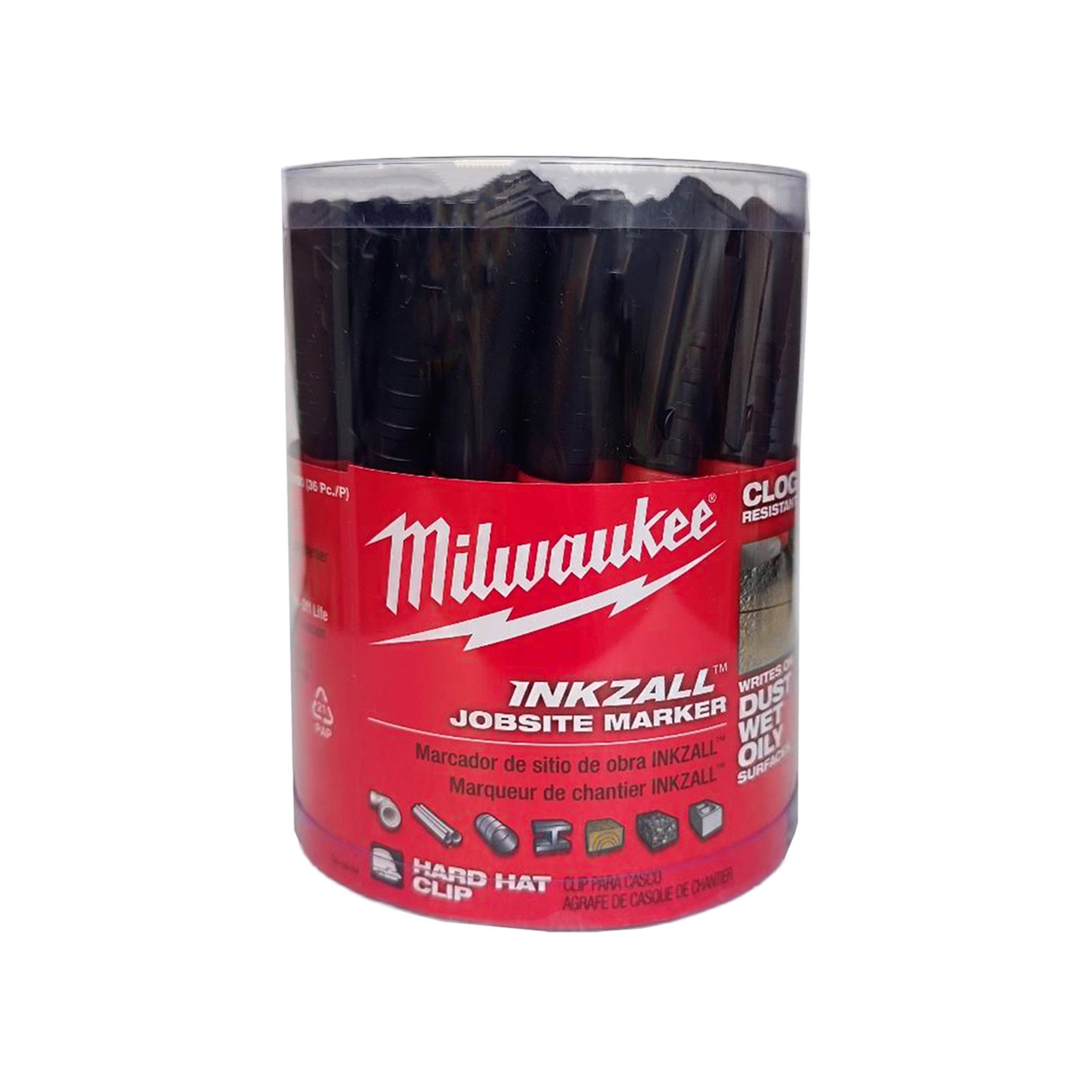 Milwaukee Permanentmarker 12x Milwaukee INKZALL Permanentmarker Fein Schwarz 48-22-310, (36-tlg)