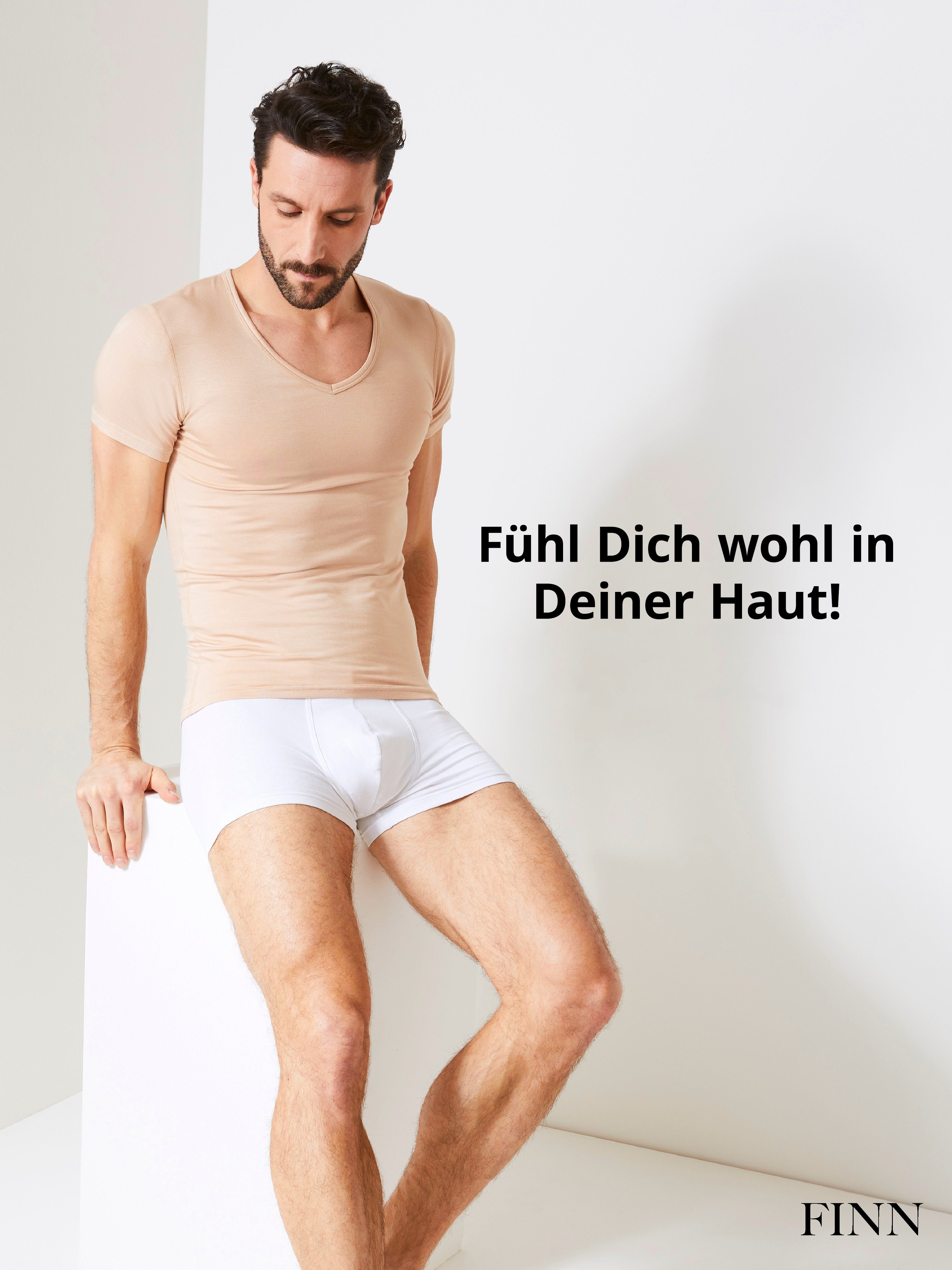 garantierte Herren Light-Beige Schweißflecken, FINN 100% Schutz Wirkung Unterhemd Unterhemd vor Design Anti-Schweiß