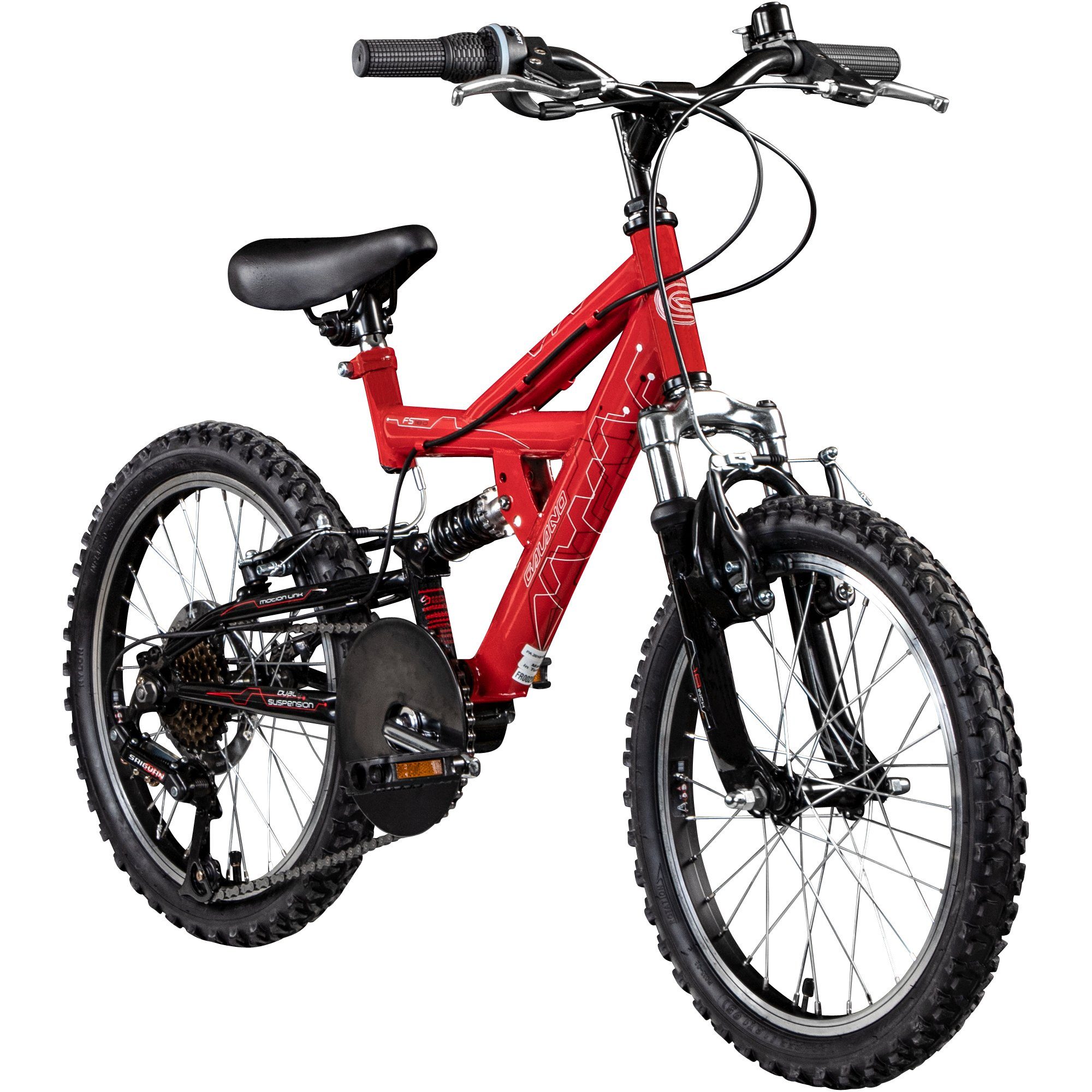 Galano Mountainbike FS180, 6 Gang, Kettenschaltung, Kinderfahrrad 6 Gang 18 Zoll ab 5 Jahre 115-130 cm Mountainbike Fully rot | Mountainbikes