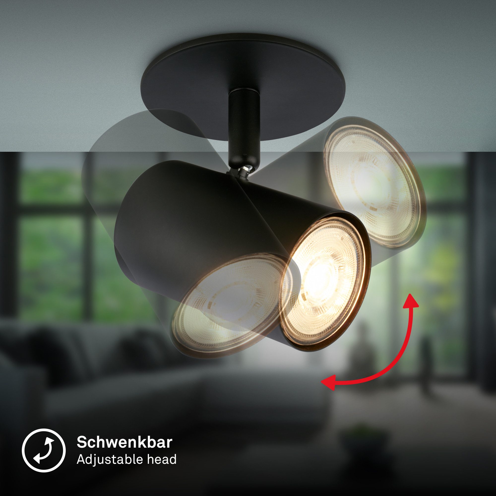 Briloner Leuchten LED Aufbaustrahler Deckenlampe Spotleuchte Aufbauspot Schwenkbar GU10, ohne Leuchtmittel, Abhängig vom Leuchtmittel, 8,5x13 cm, Wohnzimmer, Schlafzimmer, Flur, Küche