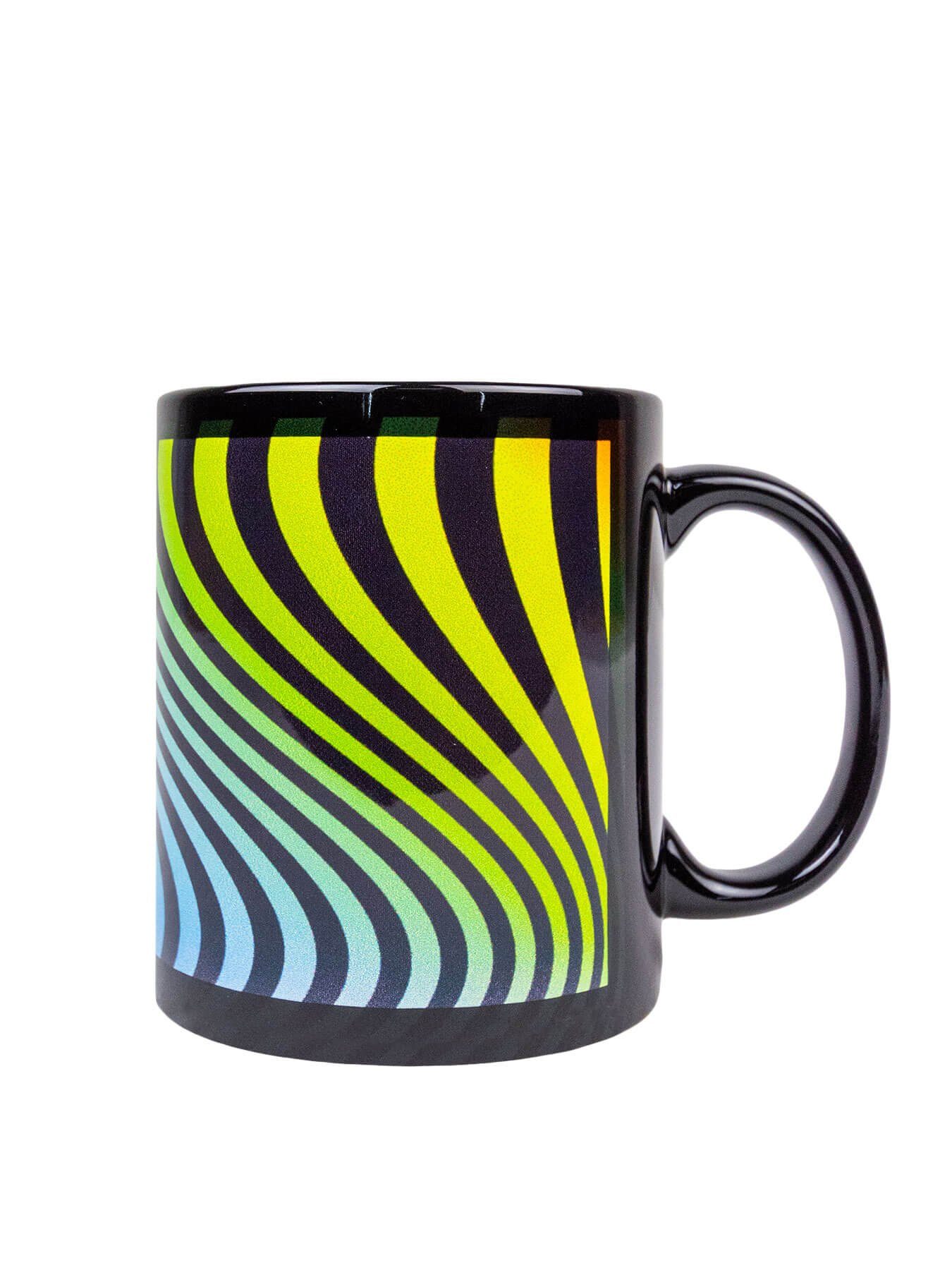 Tasse leuchtet Tasse Neon Waves", "Neon Fluo Motiv Cup Keramik, PSYWORK Schwarzlicht unter UV-aktiv,