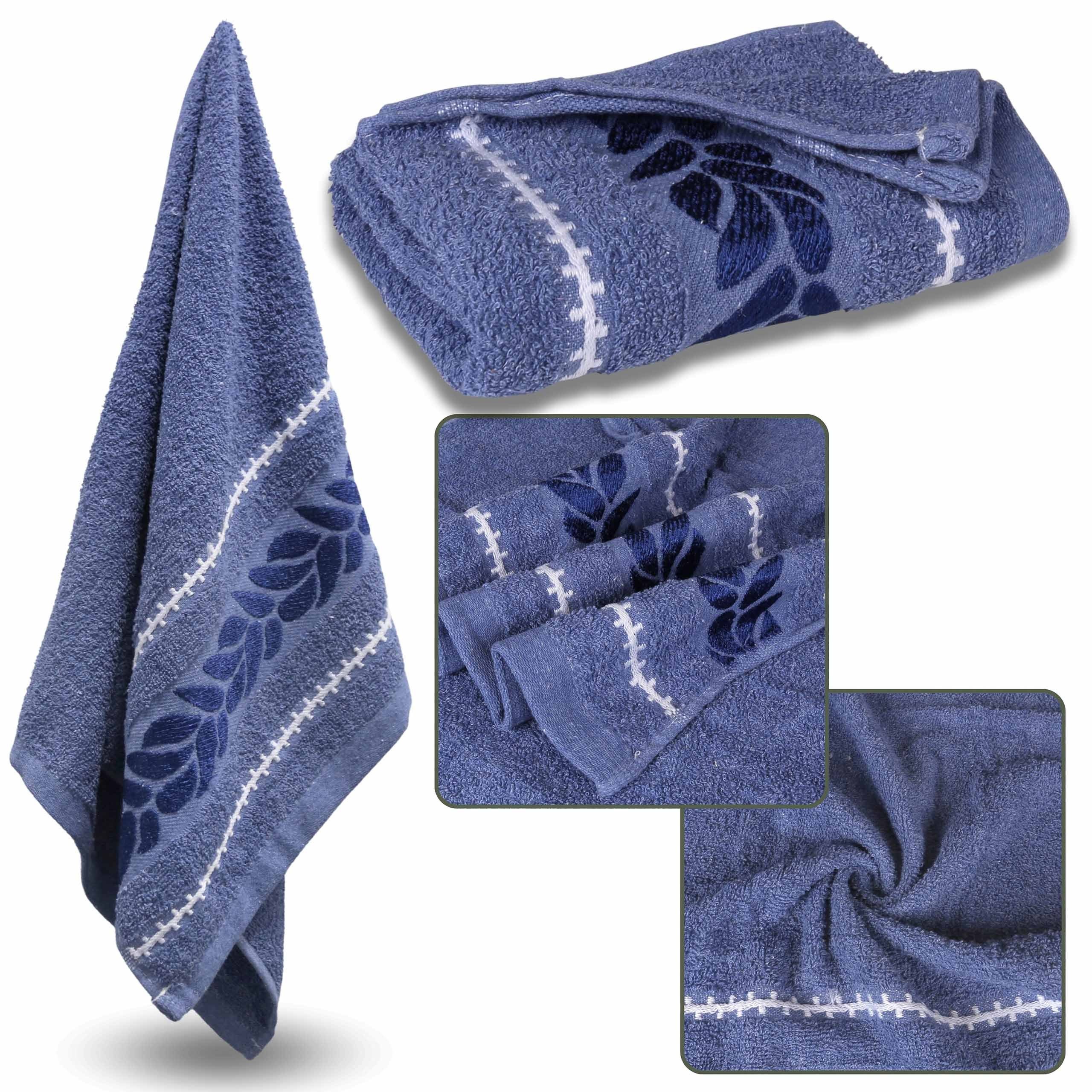 Sarcia.eu Handtücher Blaues Baumwollhandtuch mit dekorativer Stickerei, 48x100 cm x1