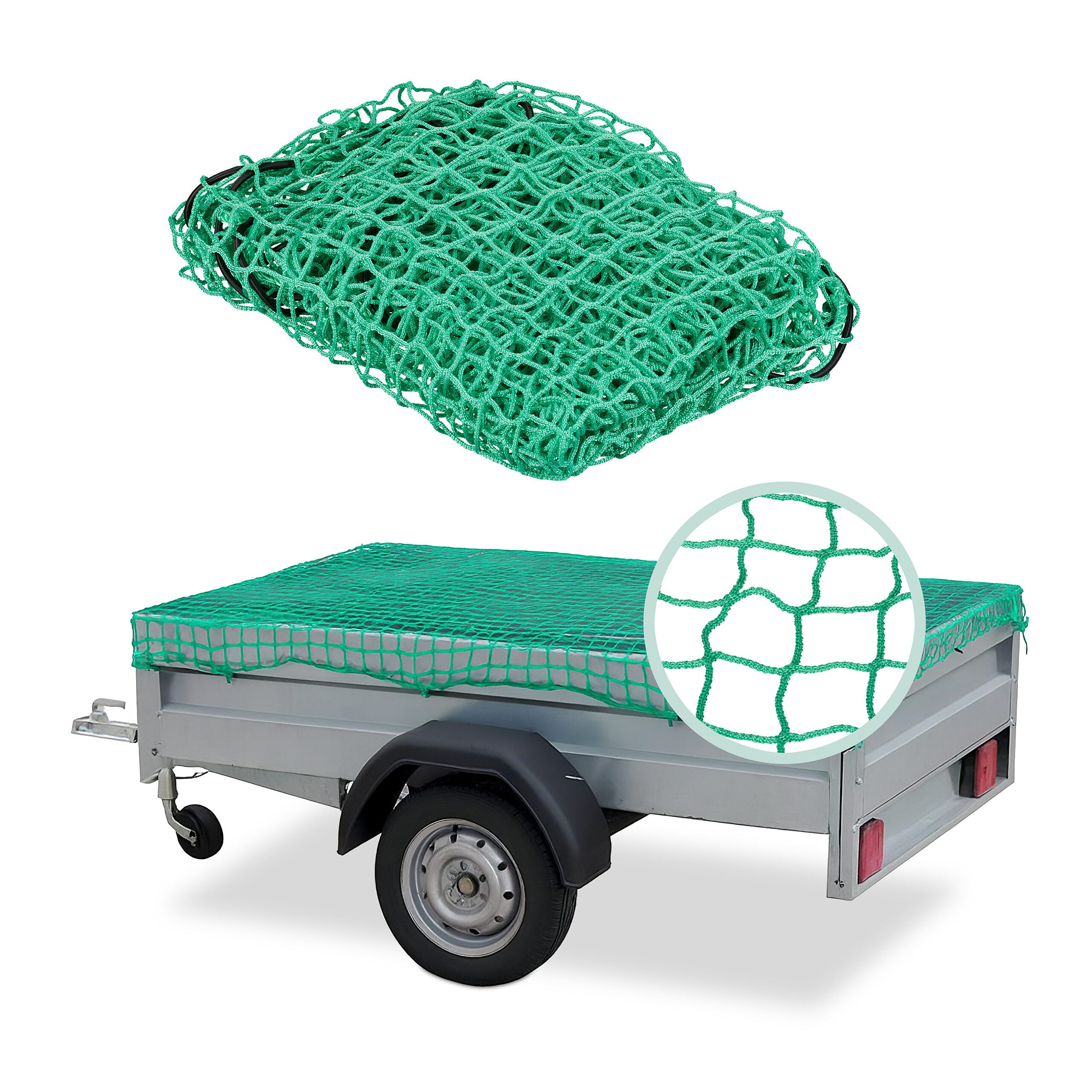 relaxdays Anhängernetz Grünes Anhängernetz bis 2 x 3 m, BxL: 2.3x3.5 m, (1-St)