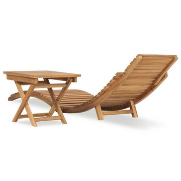 vidaXL Gartenliege Klappbare Sonnenliege mit Tisch Massivholz Teak, 1 St.