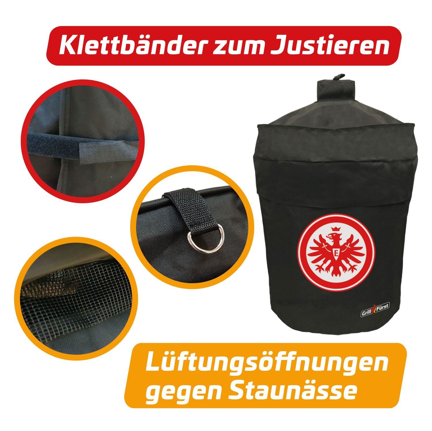 Grillabdeckhaube Grillfürst Abdeckhaube / Schutzhülle Kugelgrill - Eintracht Frankfurt Edition