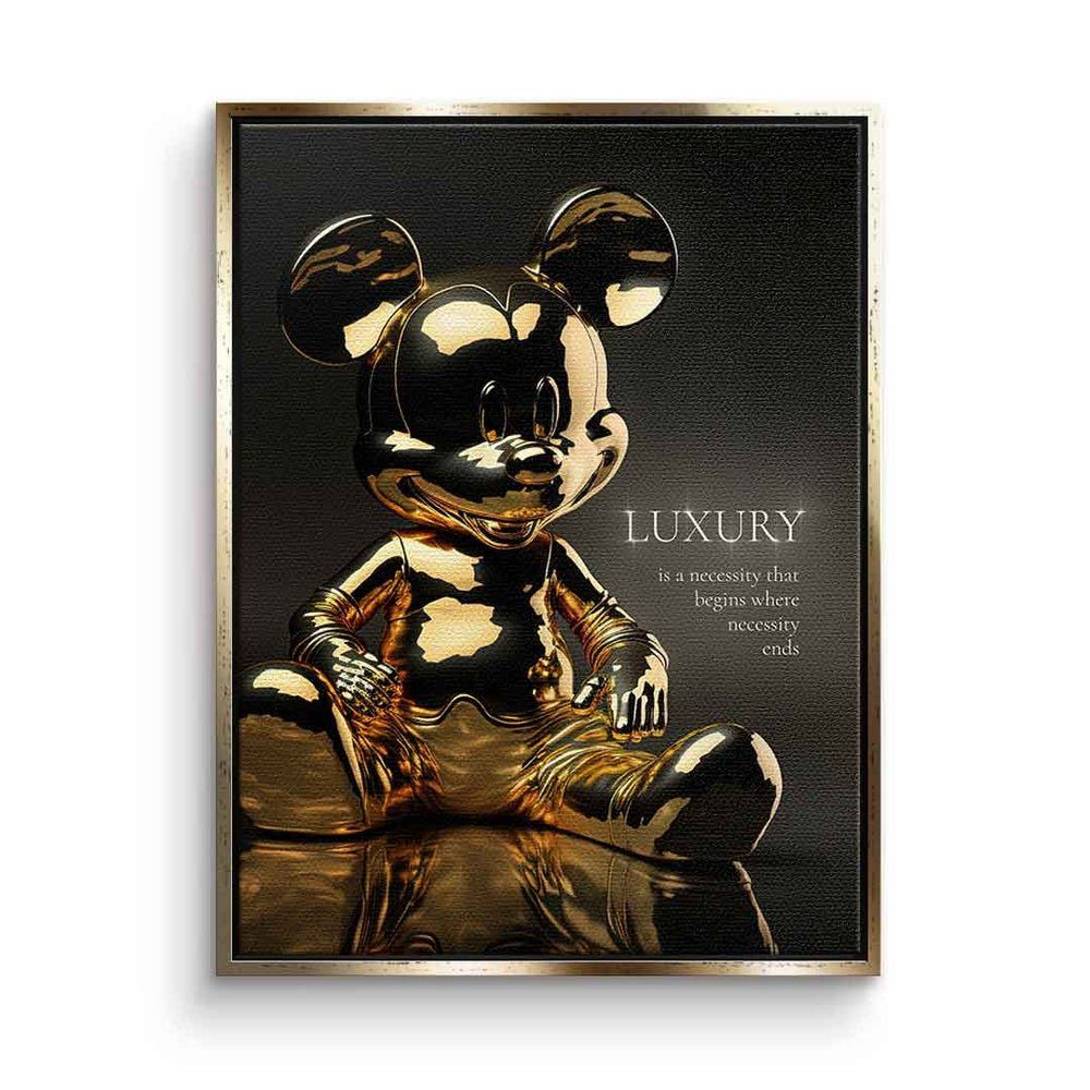 DOTCOMCANVAS® Leinwandbild, Leinwandbild Luxury Micky Maus Mickey Mouse Motivationsspruch Zitat mi goldener Rahmen