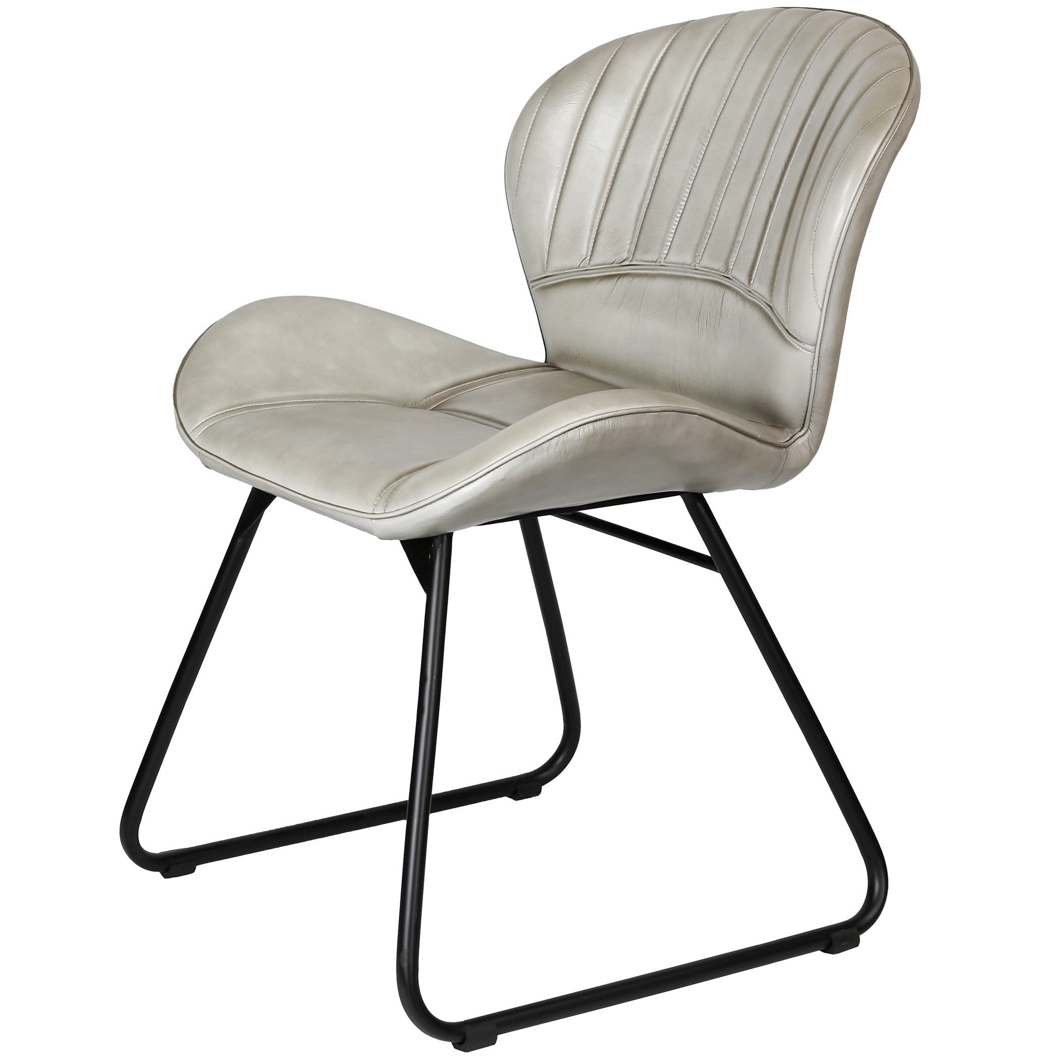 Casa Moro Polsterstuhl Lederstuhl Light Grau in Industrie Chic (Schicker Konferenzstuhl Essstuhl Stuhl Esszimmer), Echtleder Esszimmerstühle Schalenstuhl auch als 2er 4er 6er Set