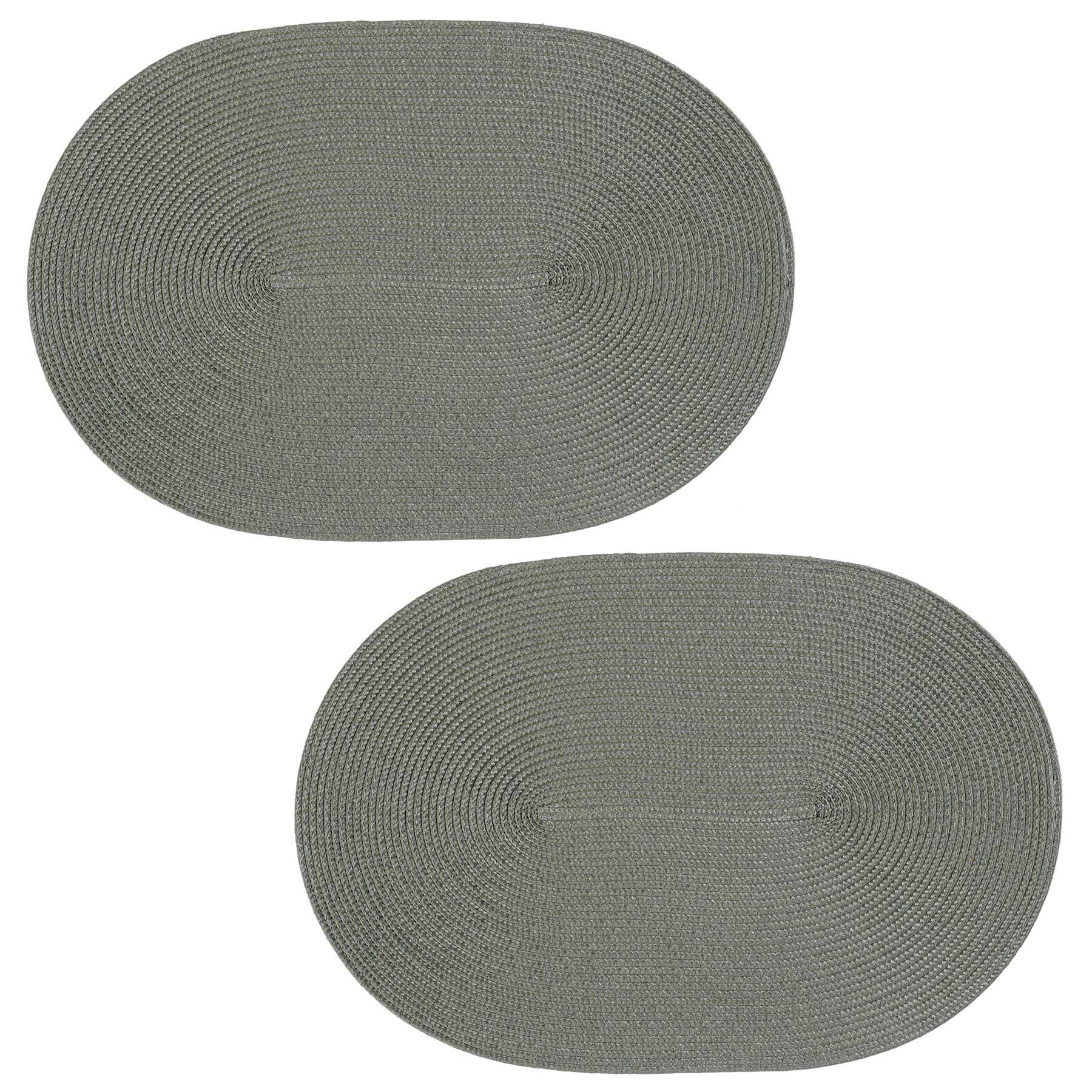 Platzset, Platzset 2er Set oval ca. 45x30 cm Platzdeckchen Tischset geflochtene, Haus und Deko, (2-St) Grau