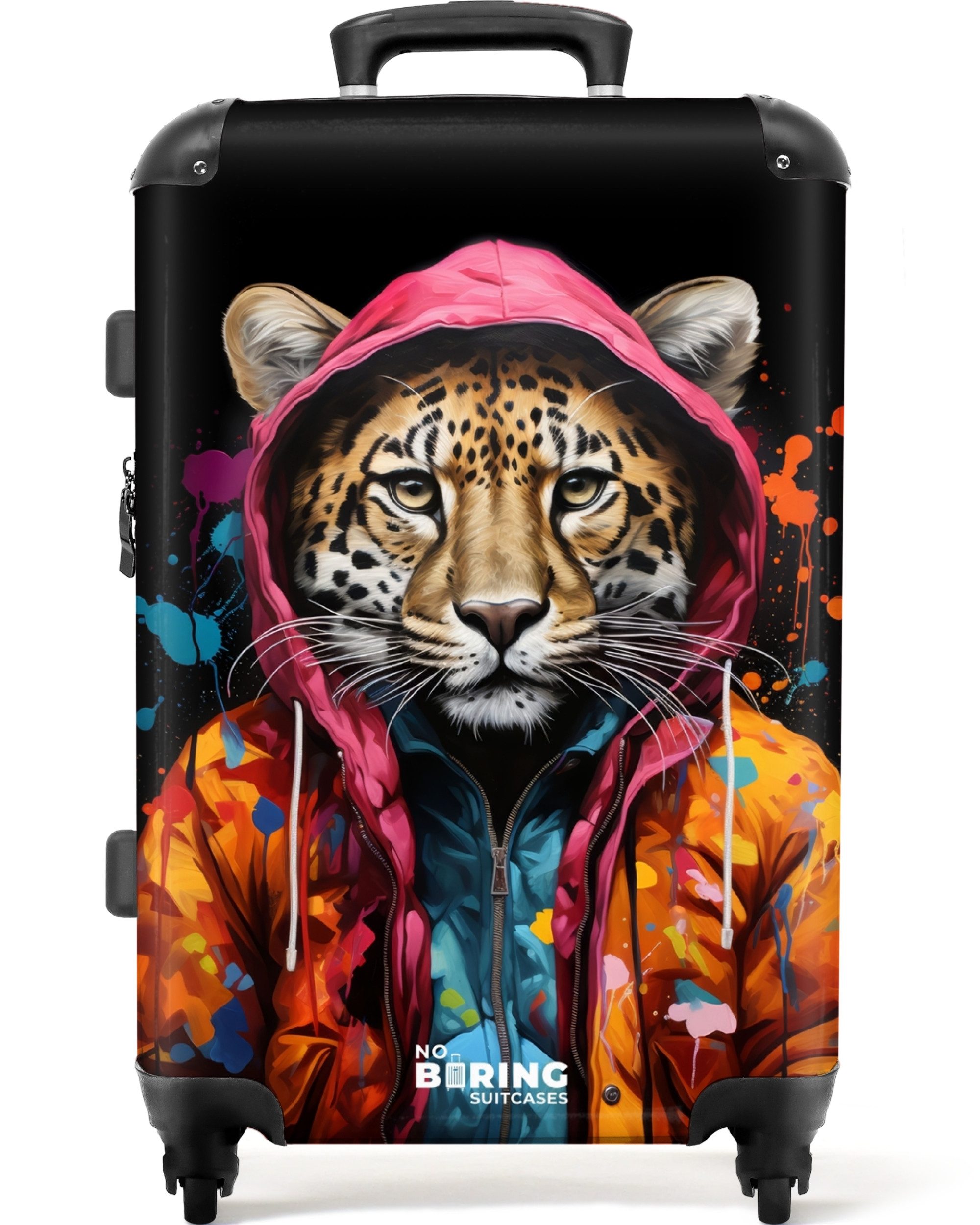 NoBoringSuitcases.com© Hartschalen-Trolley Leopard mit buntem Fell günstig online kaufen