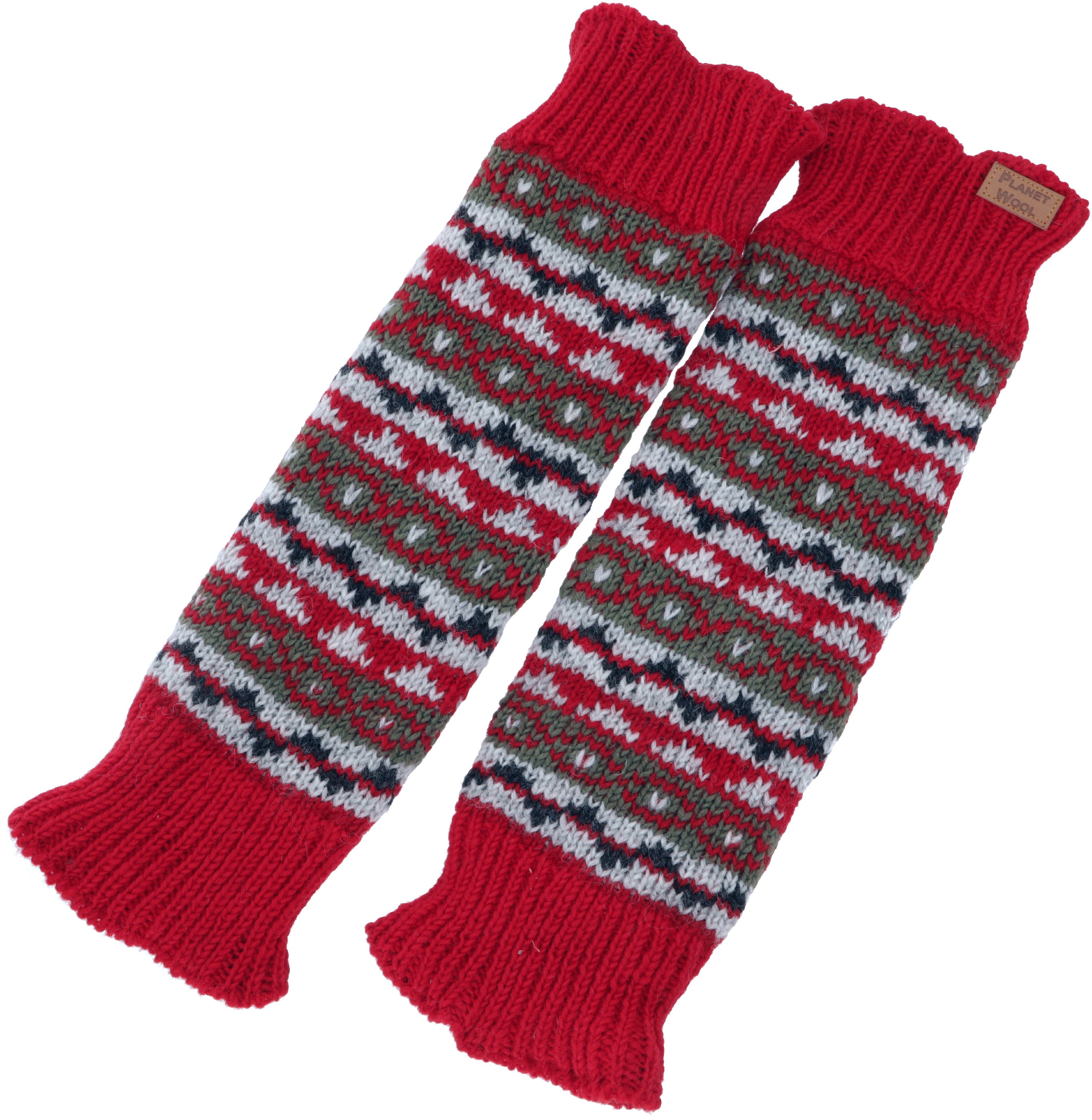 Guru-Shop Haussocken Wollstulpen aus Nepal, Beinstulpen mit Muster -..