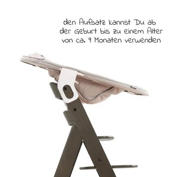 Hauck Hochstuhl Alpha Plus Select Charcoal - Newborn Set Powder Bu, Holz Babystuhl ab Geburt inkl. Aufsatz für Neugeborene & Sitzauflage
