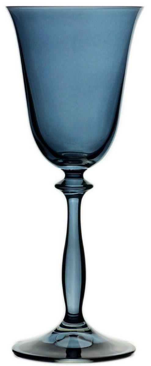 Weinglas Luxus Barock Weißweinglas 6er Set Blau Ø 8,5 x H. 21 cm - Handgefertigte Weingläser - Hotel & Restaurant Accessoires - Luxus Qualität