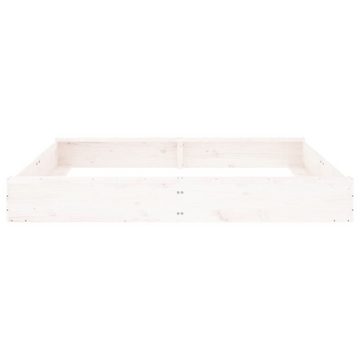 vidaXL Sandkasten Sandkasten mit Sitzen Weiß Quadratisch Massivholz Kiefer