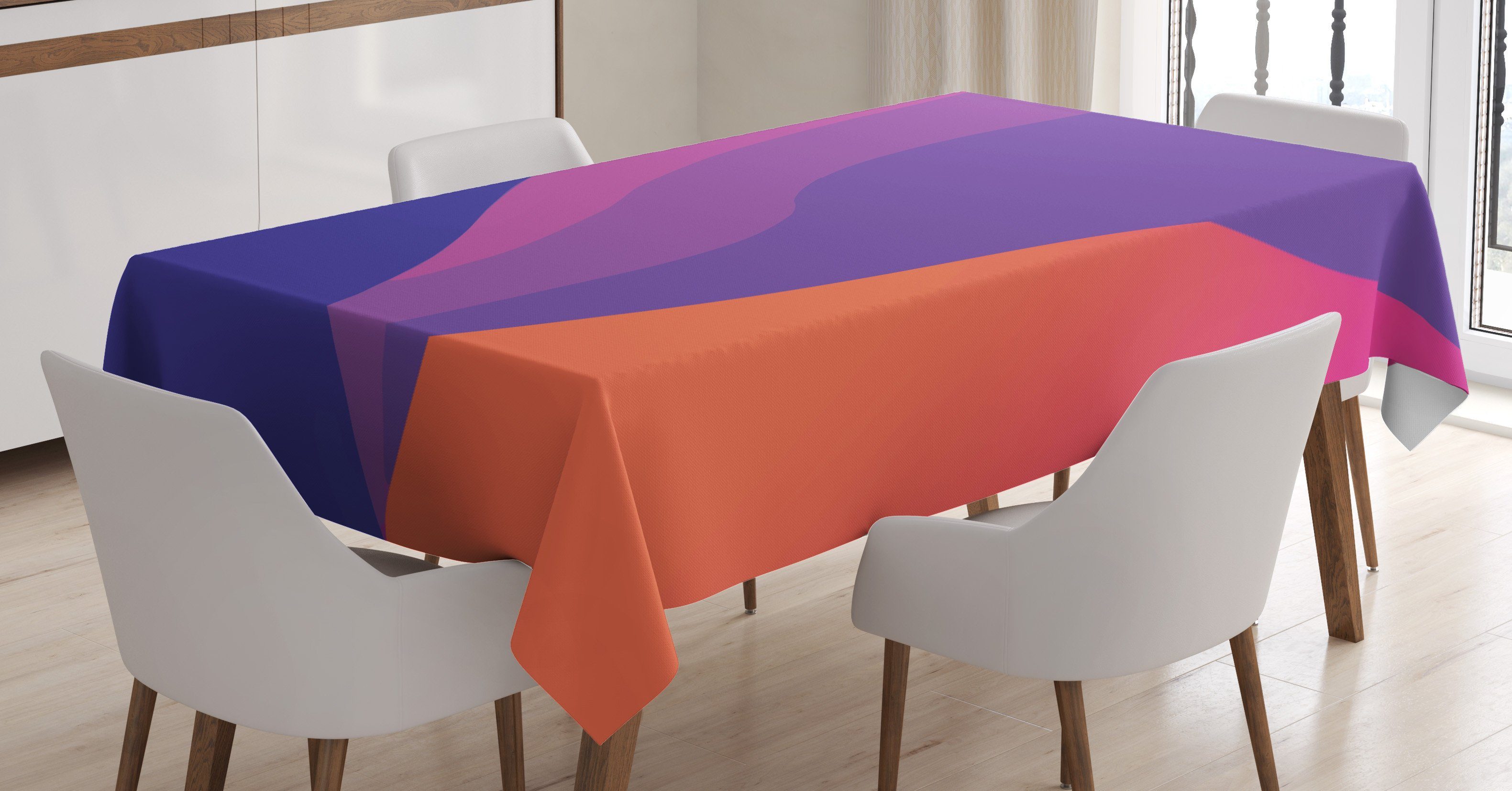 Abakuhaus Tischdecke Farbfest Waschbar Für den Außen Bereich geeignet Klare Farben, Zeitgenössisch Abstrakte wellenförmige Zeilen