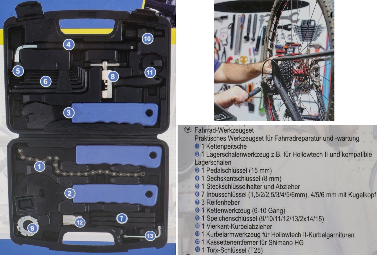 Kinzo Fahrrad-Reparaturset Werkzeug-Set, Fahrrad Fahrradwerkzeug, Fahrradwerkzeugset 20-St., Werkzeug-Set, Reparatur