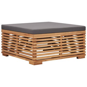 vidaXL Loungesofa Gartentisch und Fußhocker Set mit Dunkelgrauem Kissen Teakholz, 1 Teile