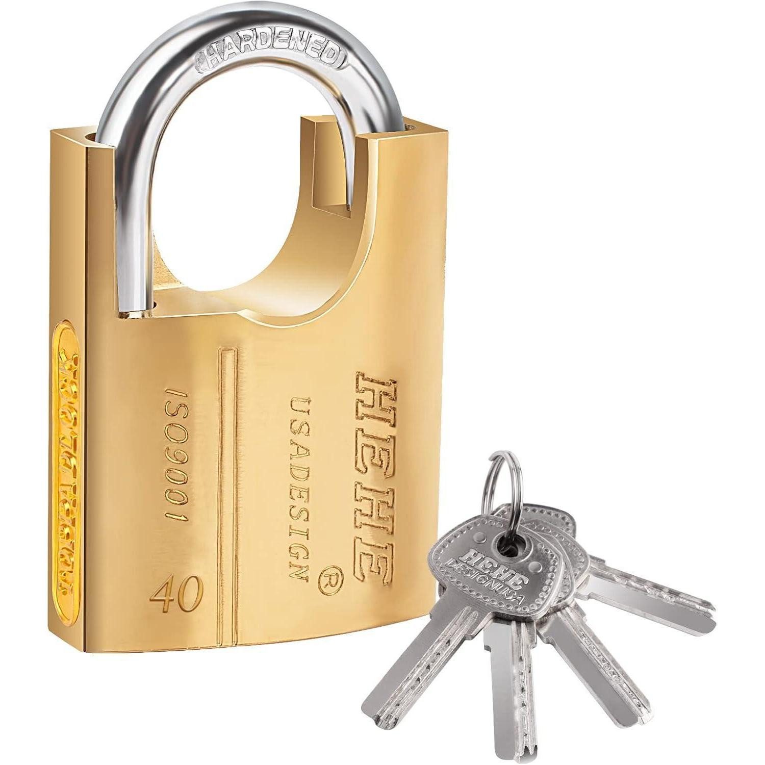 LuxusKollektion Vorhängeschloss Vorhängeschloss Messing 4 Schlüssel Spind Verstärkung 40mm