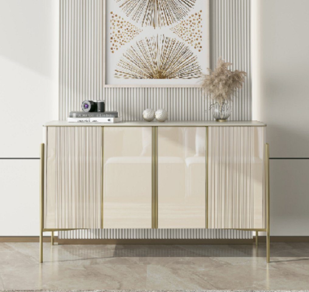 JVmoebel Sideboard Beige Sideboard Modern Holz Wohnzimmer Möbel Kommode Luxus (1 St., Sideboard), Made in Europe