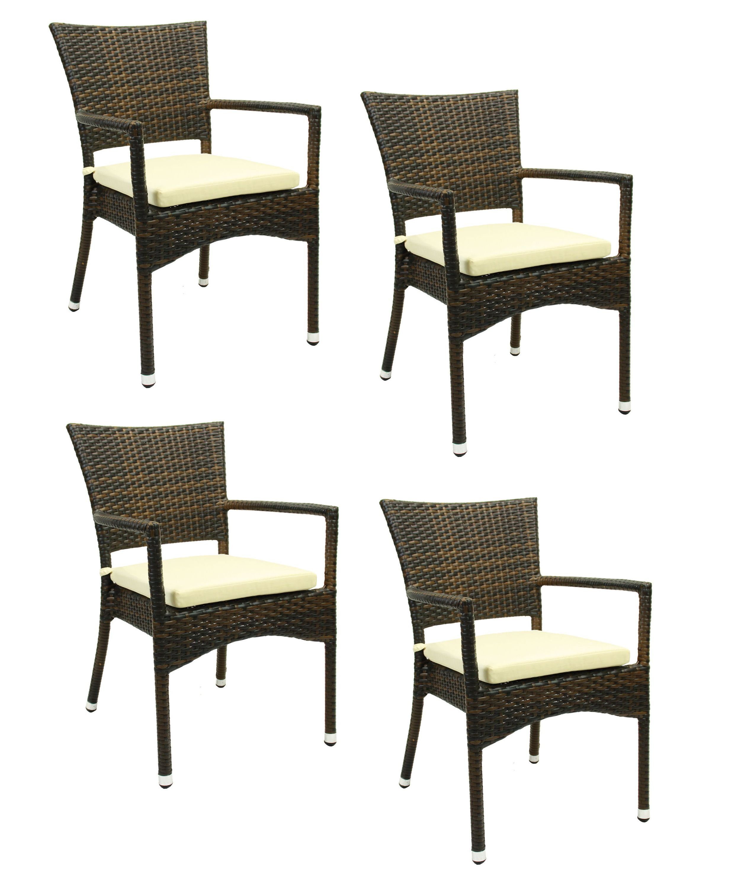 Konway Stapelstuhl ROM (4 St), 4x KONWAY® ROM Stapelsessel Lederlook Premium Polyrattan Sessel