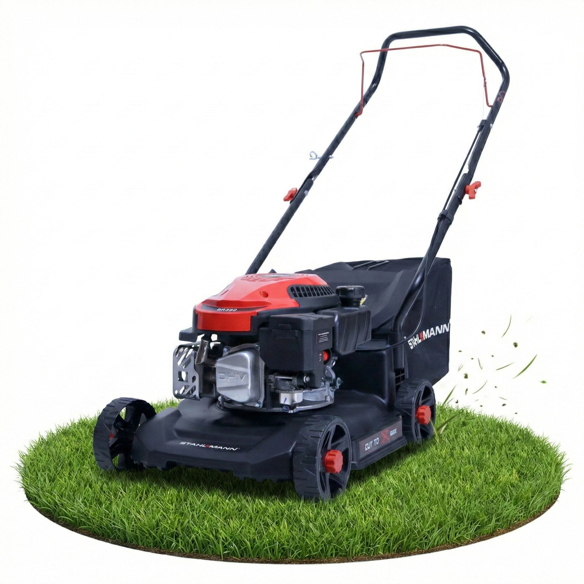 Stahlmann Benzinrasenmäher Rasenmäher Benzin BR390 – 4,0PS (2,9kW) 127ccm, 39 cm Schnittbreite, 39cm Schnittbreite, EasyClean, 35L Korb